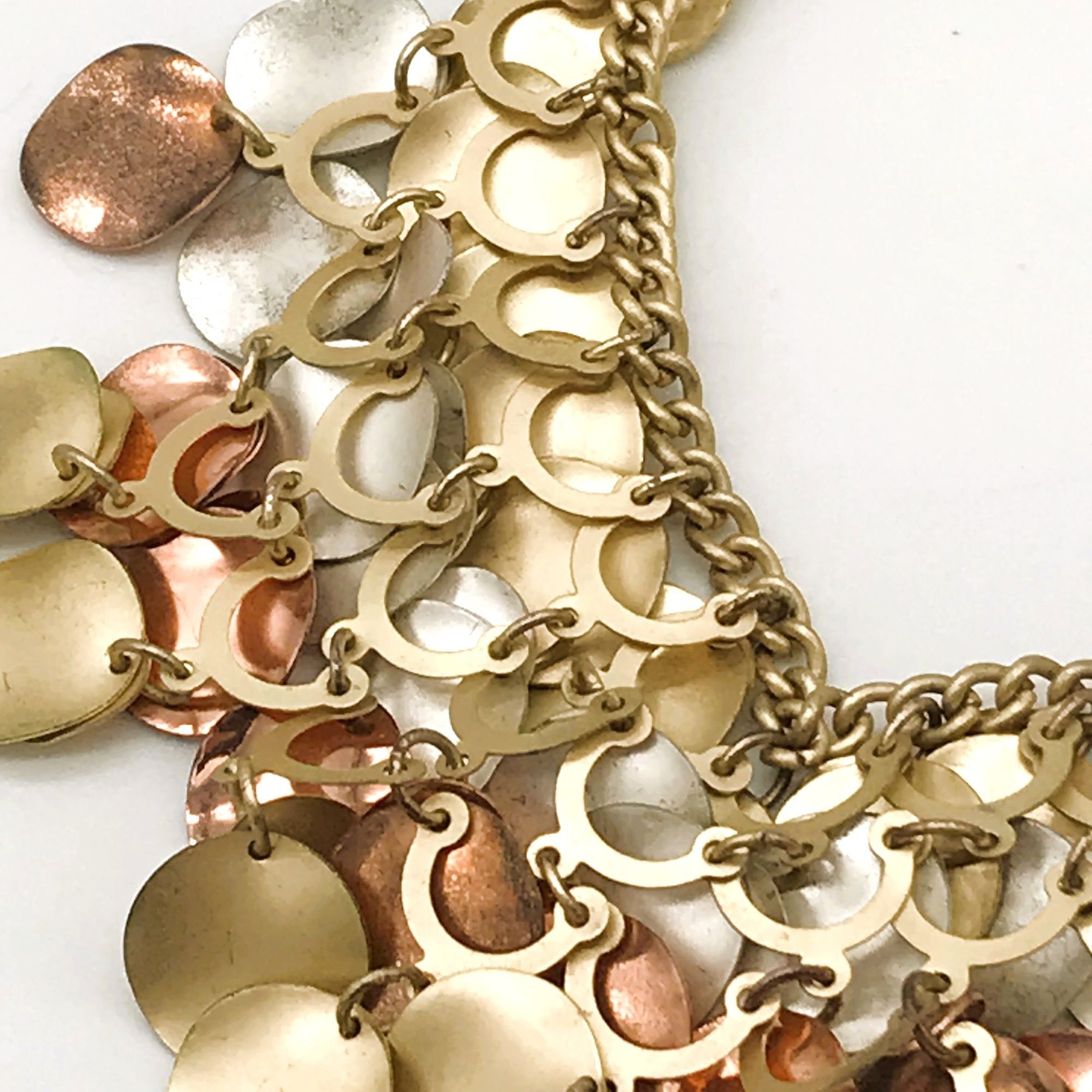 Other Layered Mesh Metal Discs Bib Necklace Silver Copper Gold Shi Size ONE SIZE - 9 Thumbnail
