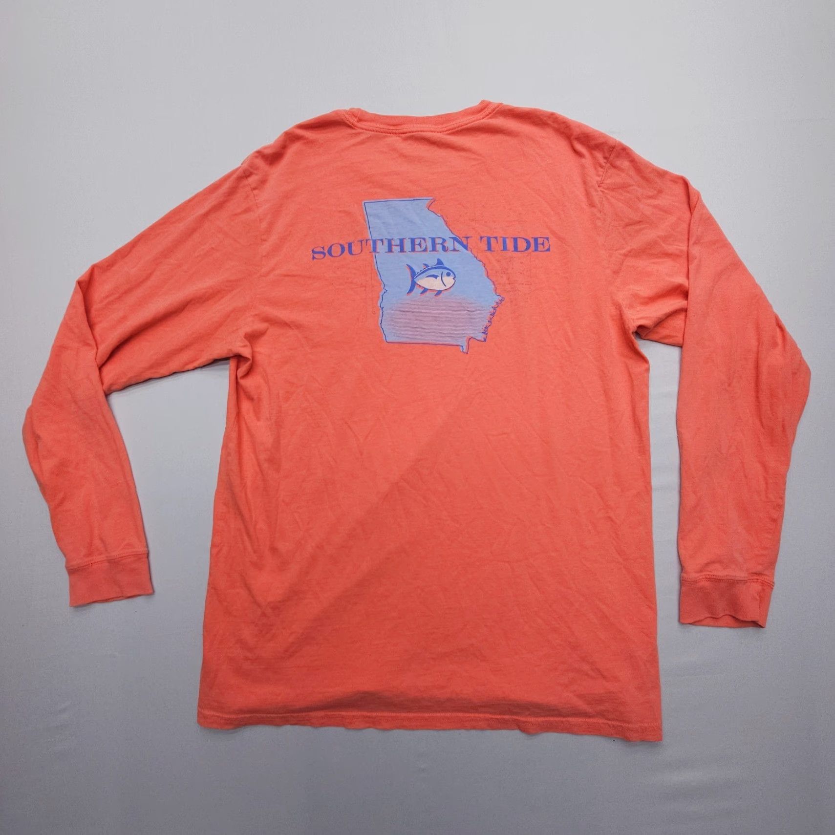 Southern Tide Southern Tide The Skipjack Long Sleeve Tee Mens L Orange / Red Fish Logo Crew Neck Cotton Knit All Seasons Outdoor Shirt Shirt Mens Size US L / EU 52-54 / 3 - 2 Thumbnail