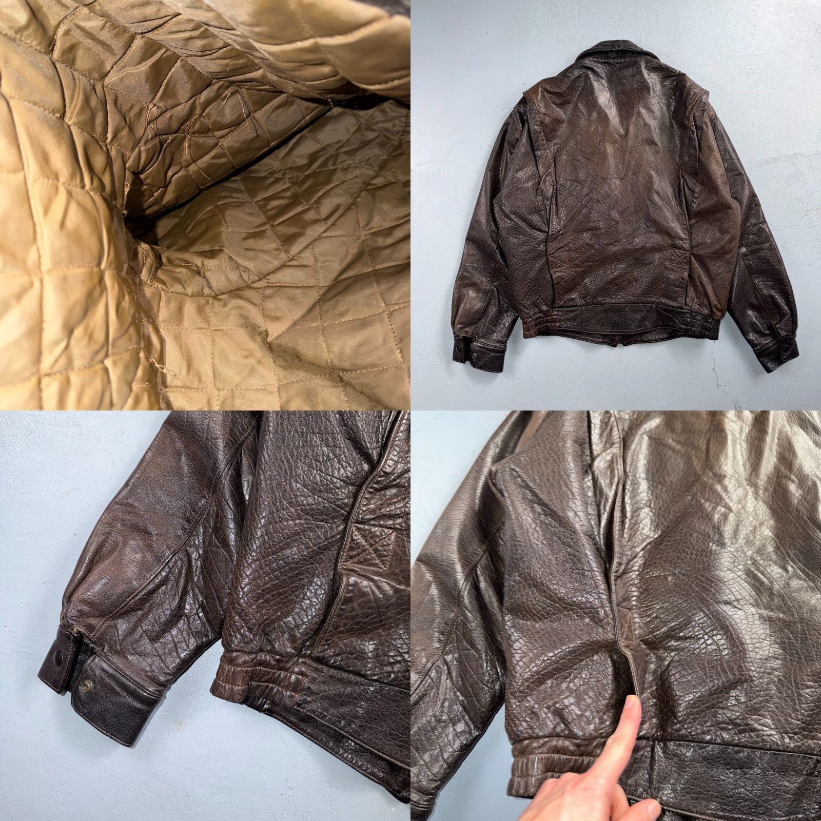 Vintage VINTAGE Flight Jacket Leather Army Men's M Brown 1960s 70s A-2 Flight Jacket Military Style USA Leather Brown Clothing Men Size M US Vintage Size US M / EU 48-50 / 2 - 9 Thumbnail