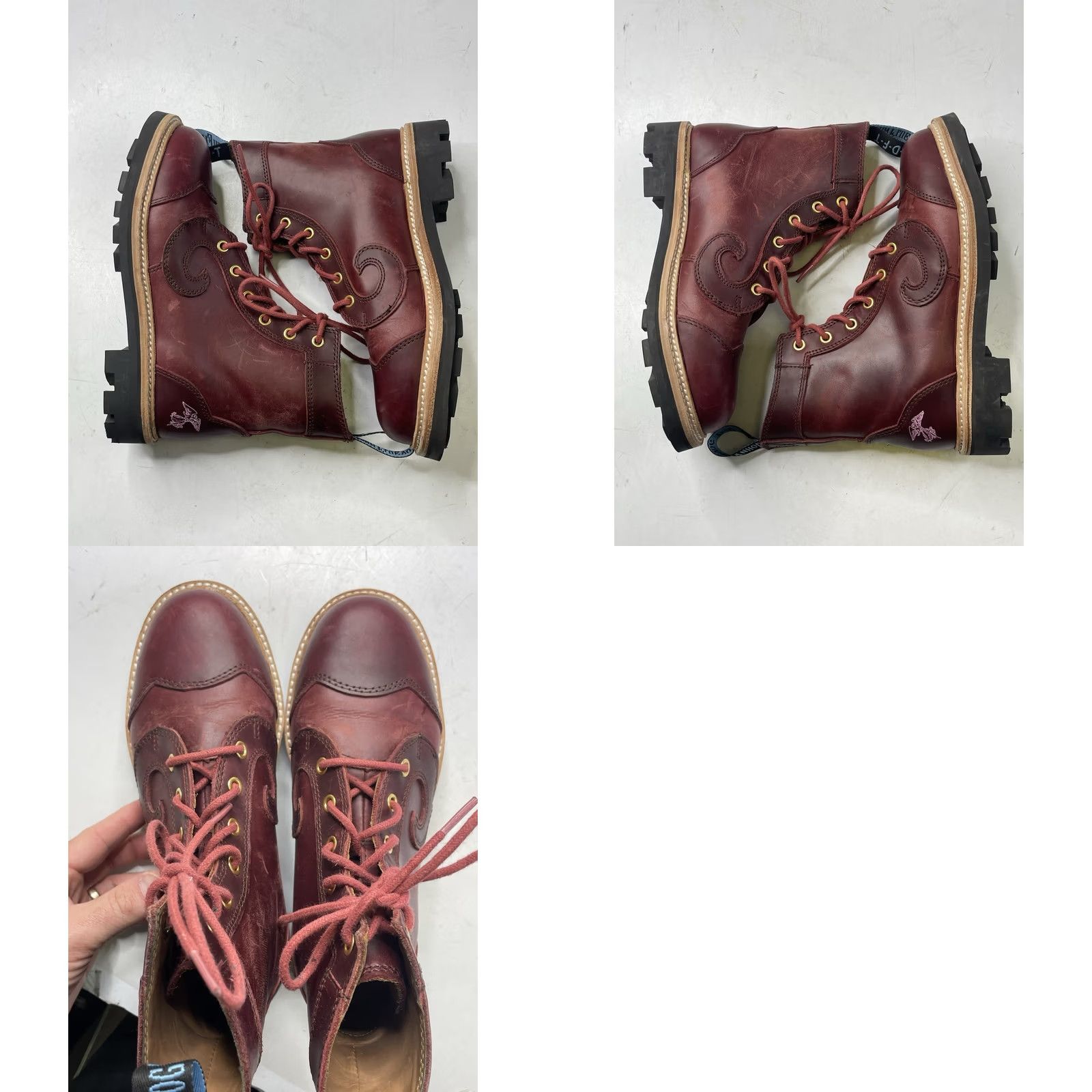 John Fluevog John Fluevog 7TH HEAVEN Angel Derby Swirl Burgundy Leather Ankle boots Women’s 8 Size US 8 / IT 38 - 9 Thumbnail
