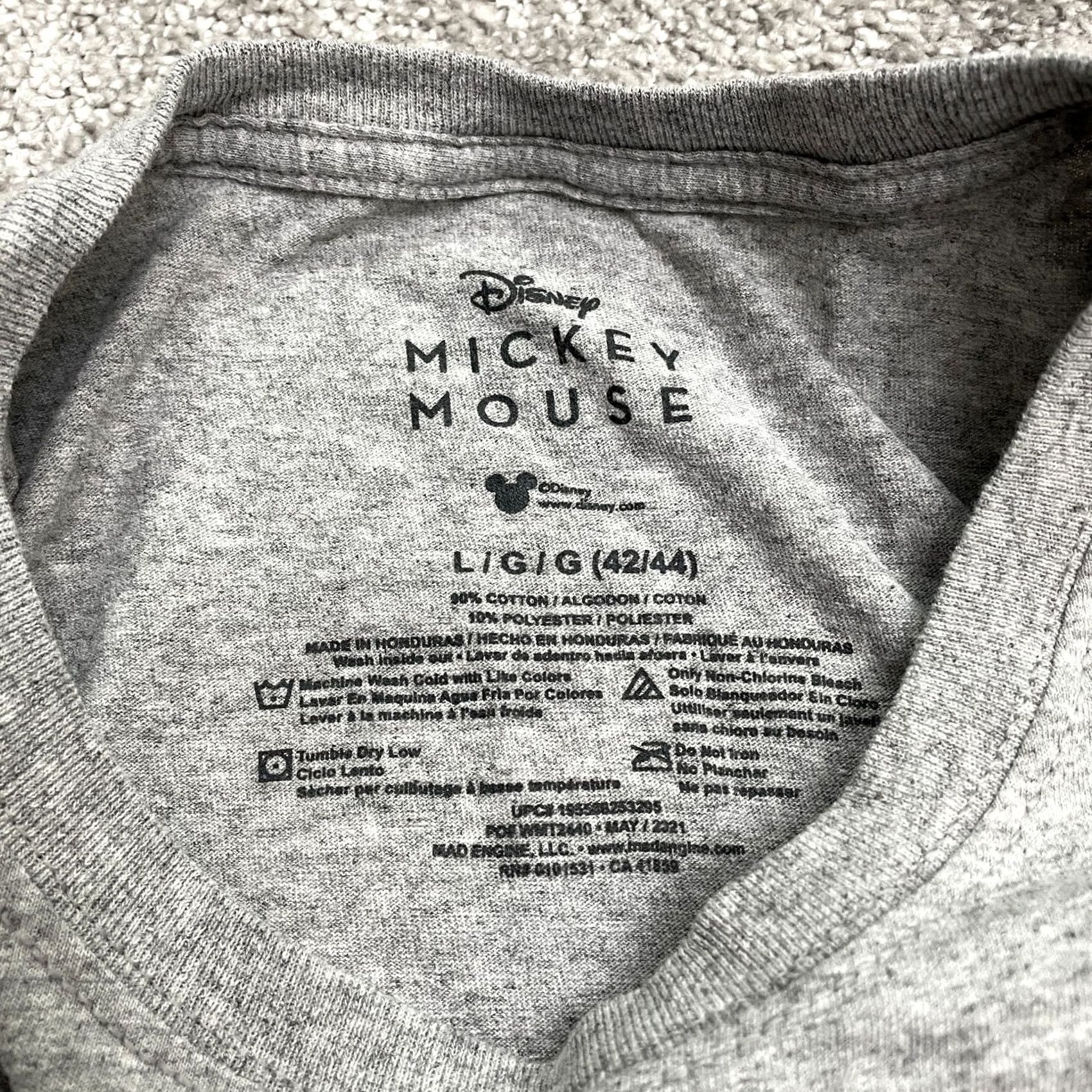 Disney Disney Mickey Mouse Graphic T-Shirt Mens Large Gray Crew Neck Short Sleeve Tee Size US L / EU 52-54 / 3 - 5 Thumbnail
