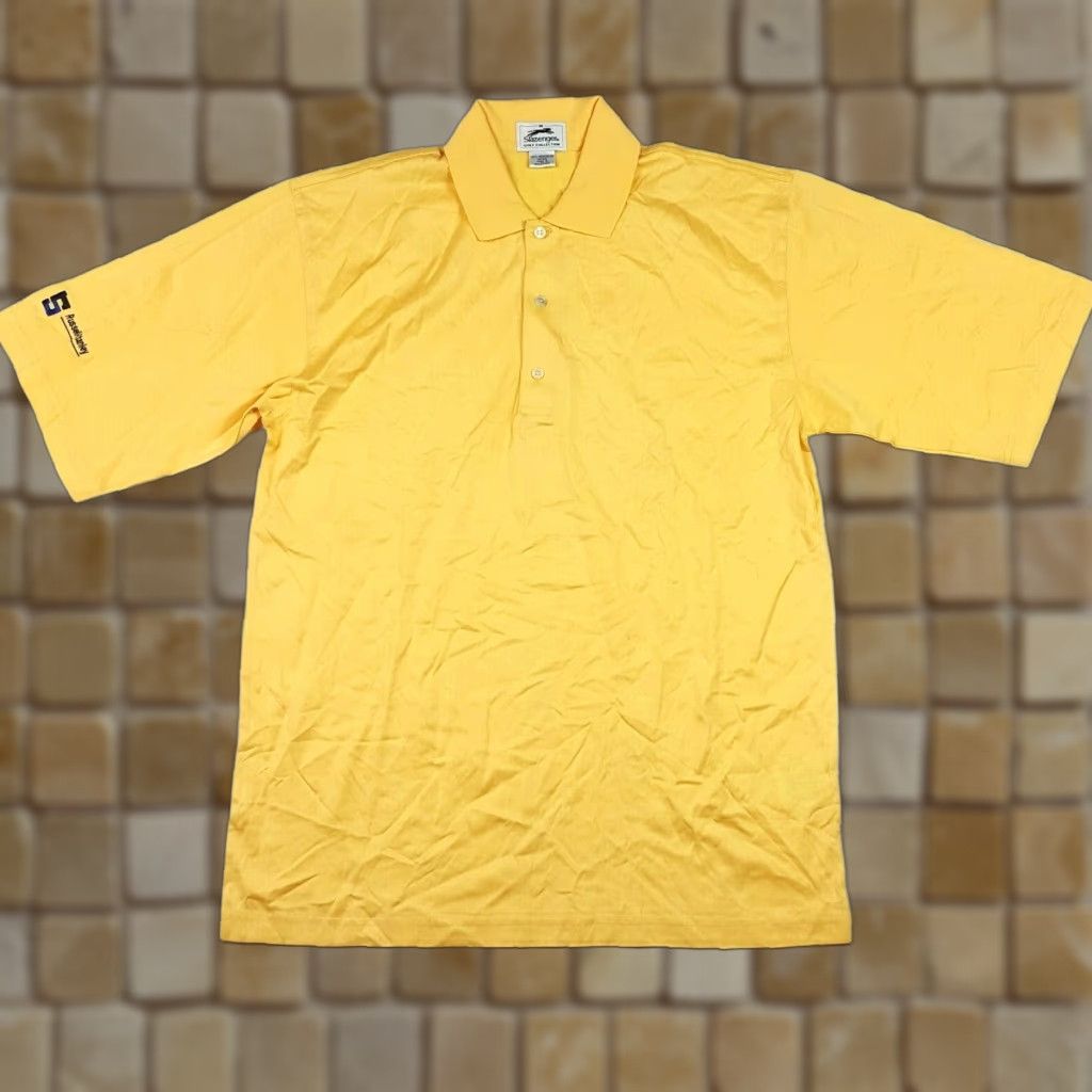 Vintage VINTAGE Slazenger Polo Shirt Mens Short Sleeve Yellow Golf Tennis 90s Retro Knit Cotton Size M Size US M / EU 48-50 / 2 - 1 Thumbnail