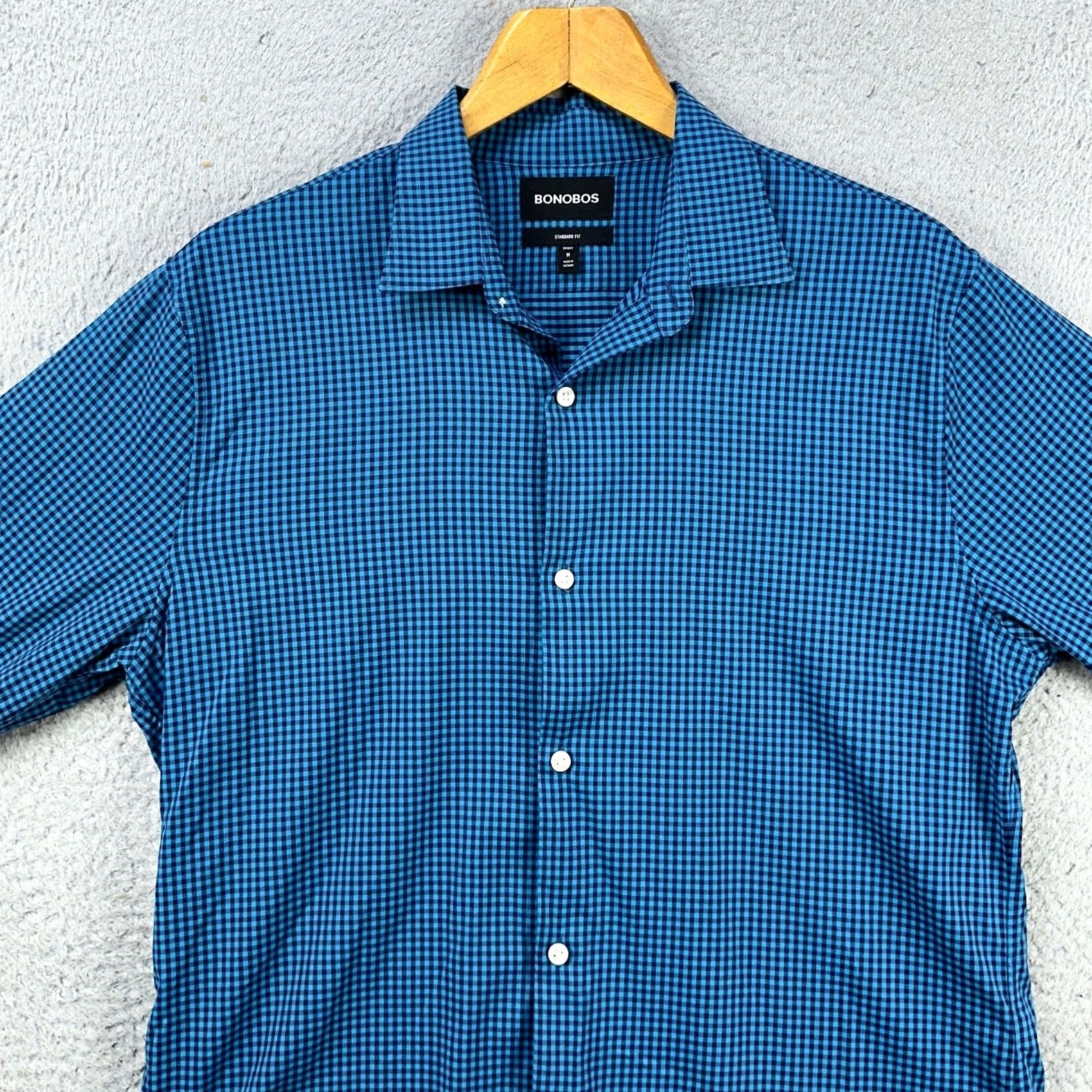 Bonobos Bonobos Shirt Button Up Men Medium Short Blue Plaid Performance Standard Stretch Size US M / EU 48-50 / 2 - 5 Thumbnail