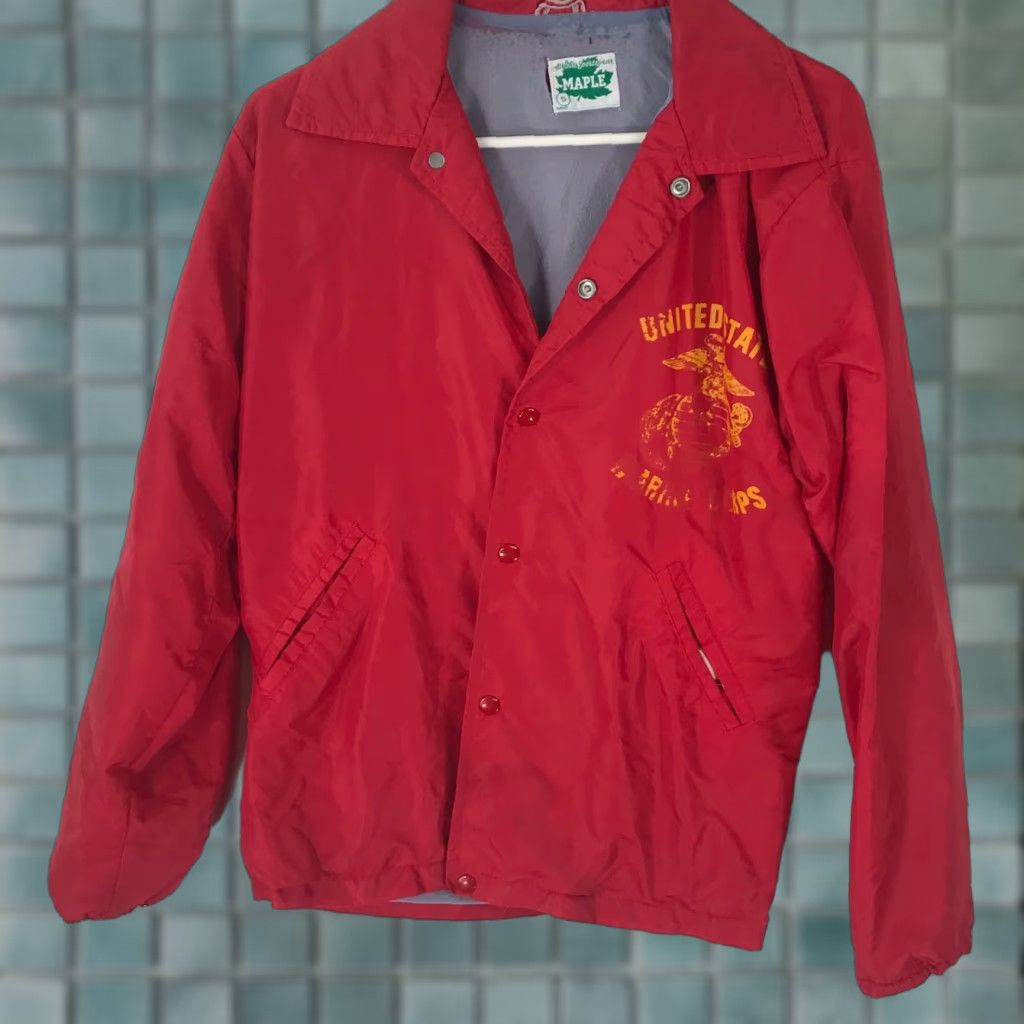 Vintage MAPLE Mens Windbreaker Jacket Red Small Jacket Mens Athletic Sportswear US 90s Sports Theme Casual Snap Closure Size US S / EU 44-46 / 1 - 1 Thumbnail