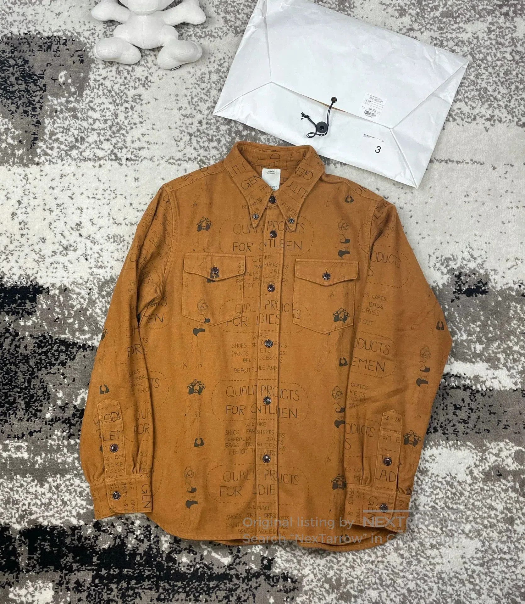 Visvim Brown Printed Long Sleeve Button-Up Shirt. Size US L / EU 52-54 / 3 - 1 Thumbnail