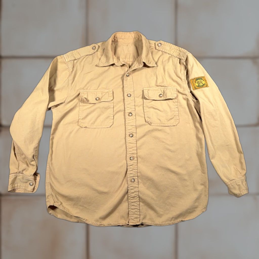 Vintage VINTAGE Green Box Safari Shirt Adult LARGE Brown Military Field Utility Outdoor USA 80s Size US L / EU 52-54 / 3 - 1 Thumbnail