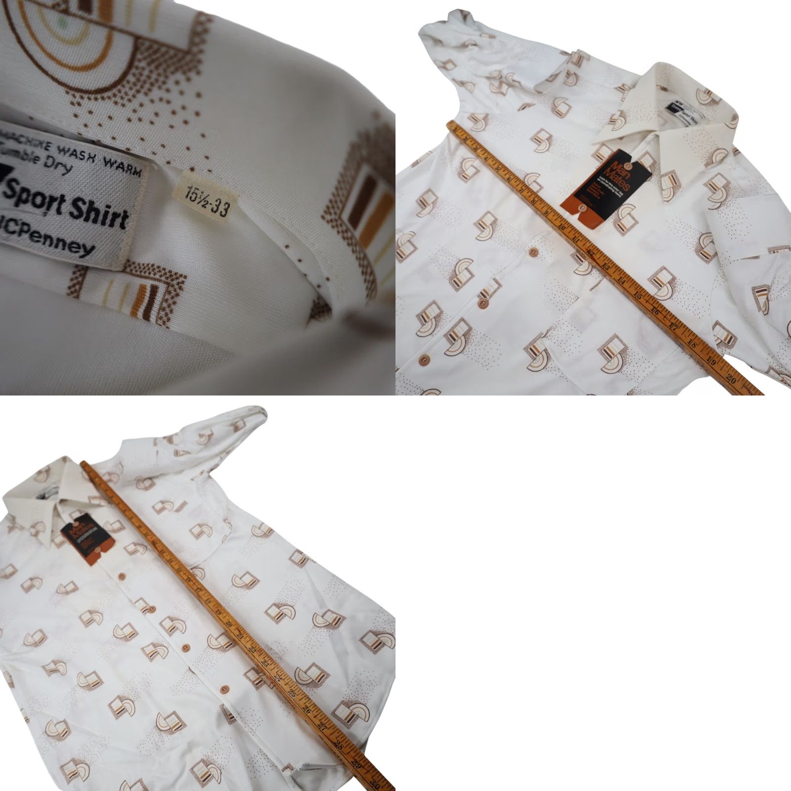 JCPenney NWT JC Penny Man Mates Sport Shirt White Medium Long Sleeve Vintage Size US M / EU 48-50 / 2 - 8 Thumbnail