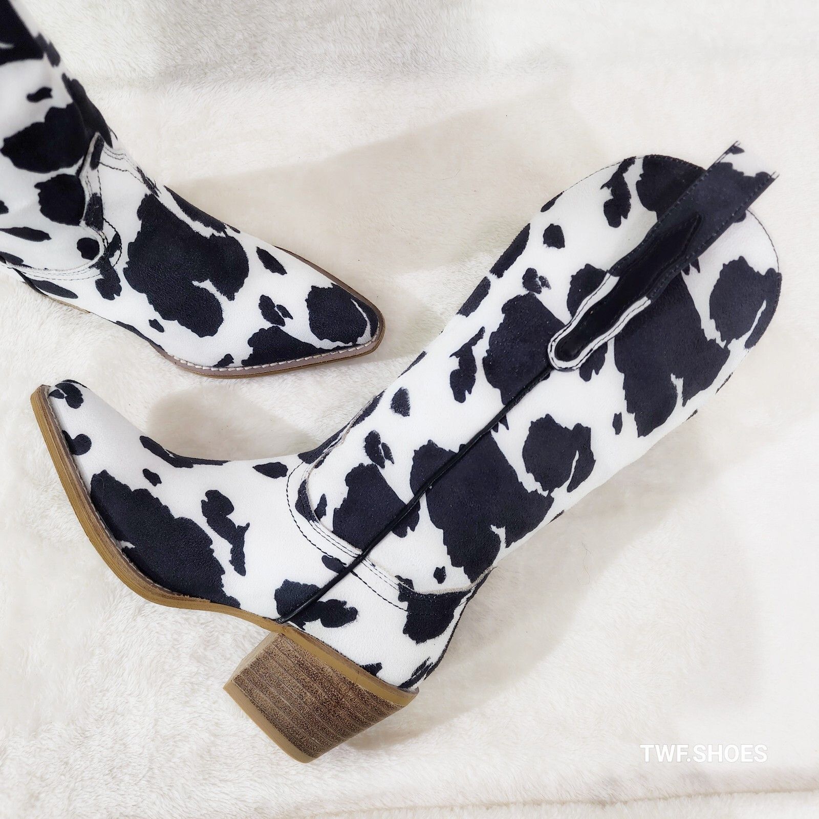 Other Western Rancher Faux Suede Black White Cow Print Cowboy Pull Size US 6.5 / IT 36.5 - 2 Thumbnail