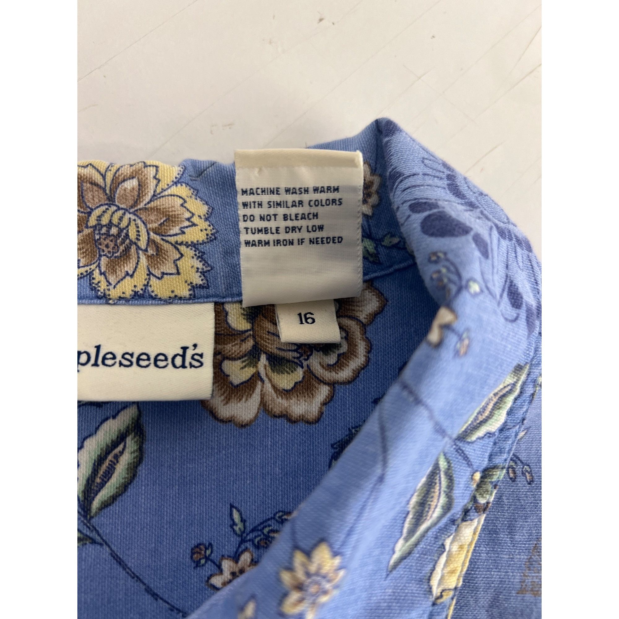 Other Appleseeds Blue Floral Button-Up Shirt Size 16 70% Lyocell 2 Size XXL / US 16-18 / IT 52-54 - 5 Thumbnail
