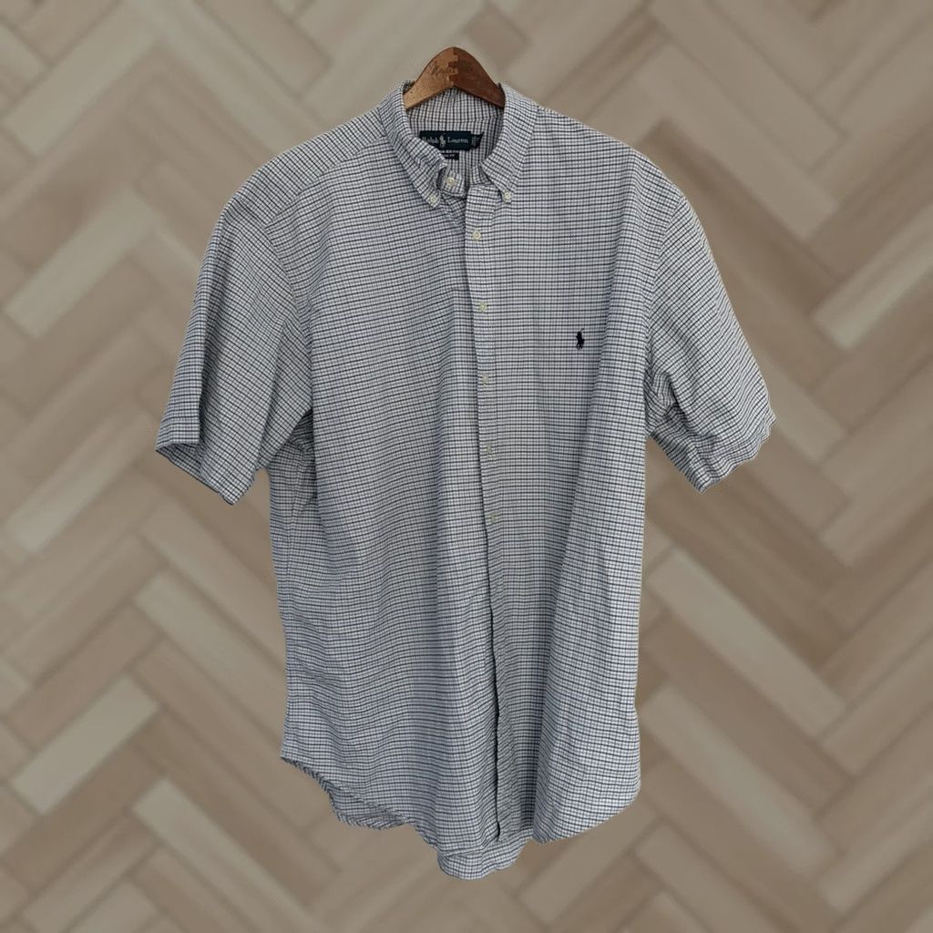 Ralph Lauren Ralph Lauren Shirt Blue White Plaid Button-Down 2XLT Classic Fit Men’s Short Sleeve Button-Up Size US XXL / EU 58 / 5 - 1 Thumbnail