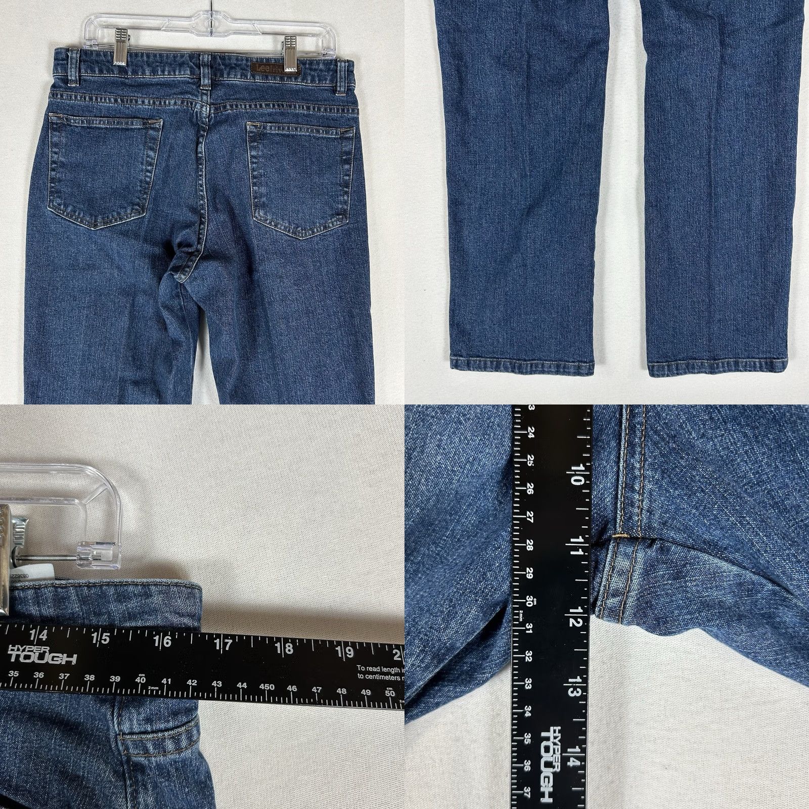 Lee Lee Riveted Ultimate 5 Pocket Straight Leg Jeans Womens 12S Short High Rise Blue Denim Size 34" / US 12 / IT 48 - 8 Thumbnail