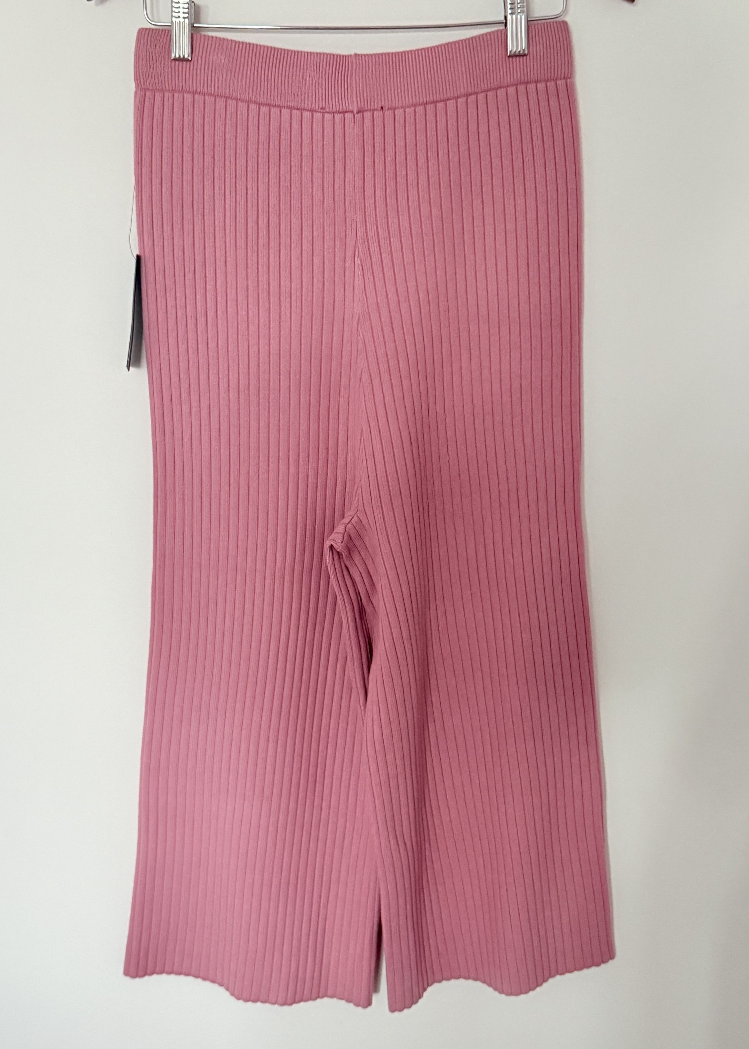 Lulus Lulus Snuggly Pink Ribbed Knit Wide-Leg Pants High Waist Size 27" / US 4 / IT 40 - 3 Thumbnail