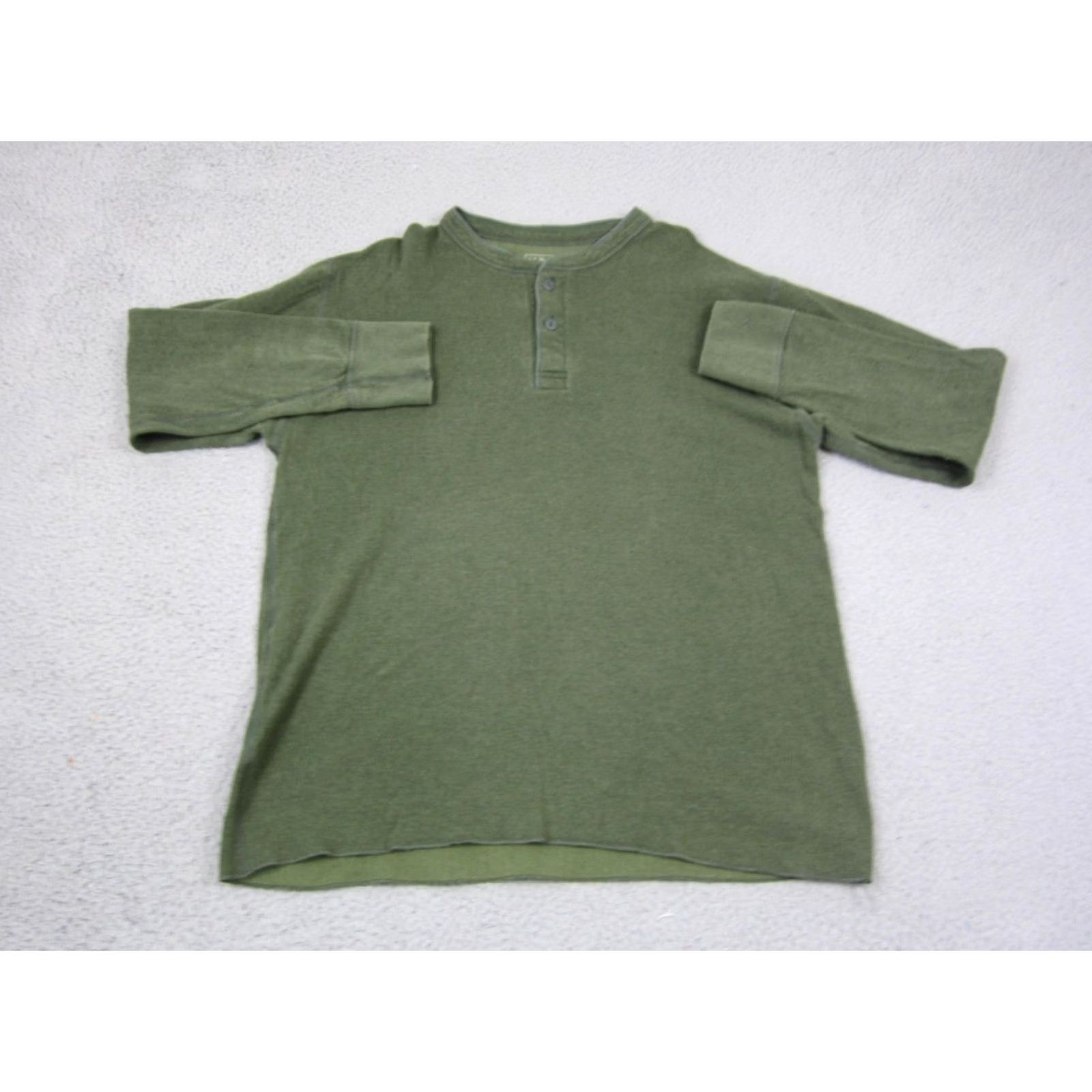 Vintage LL Bean Shirt Mens XL Green Two Layer River Drivers Henley Button Up Wool Cotton Knit Long Sleeve 90s Outdoor Casual Mens Size US XL / EU 56 / 4 - 2 Thumbnail