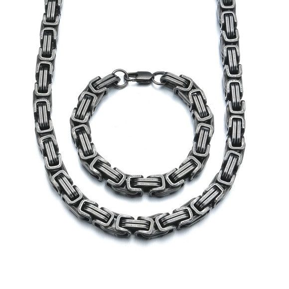 Other 9mm Stainless Steel Vintage Necklace & Bracelet Set Size ONE SIZE - 1 Thumbnail