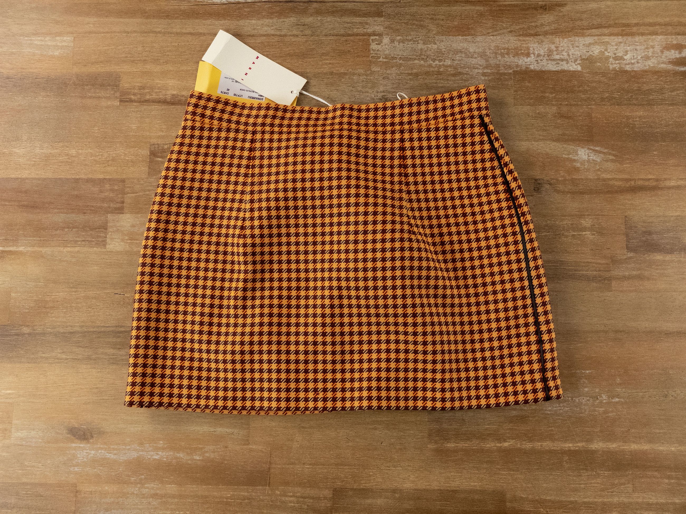 Marni MARNI orange houndstooth mini tweed skirt Size 6 US / 42 IT Size 28" / US 6 / IT 42 - 11 Thumbnail