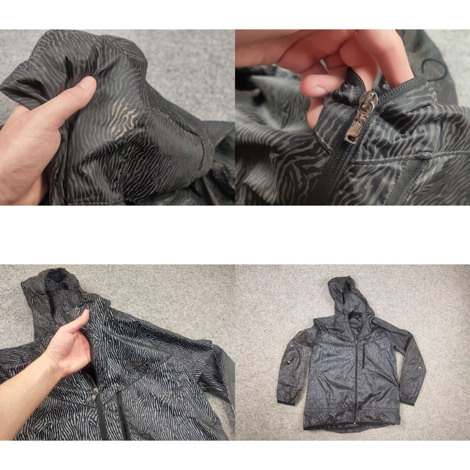 Nike Nike Women's Windbreaker Jacket Windbreaker Full Zip Reflective Grid Print Black L Regular Womens Nike Dri-Fit Running & Jogging 90s? Size L / US 10 / IT 46 - 9 Thumbnail