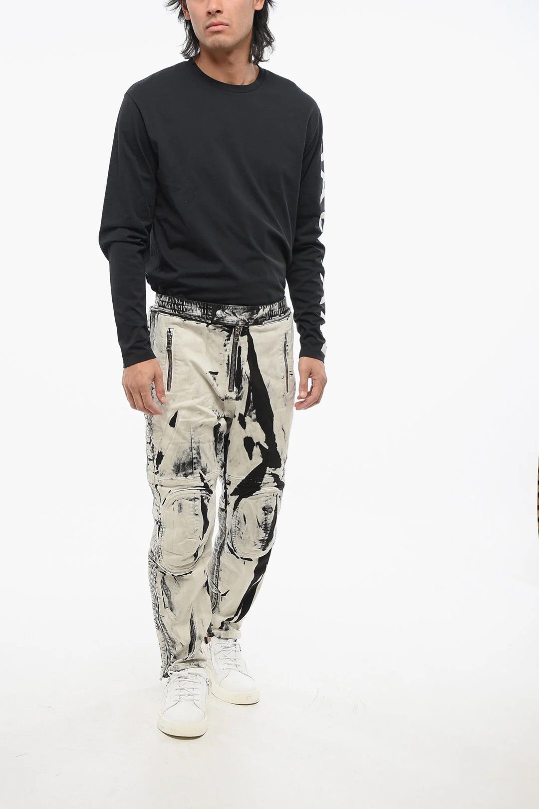 Balmain og1mm0326 Acid-Wash Biker Jeans in White Size US 28 / EU 44 - 4 Thumbnail