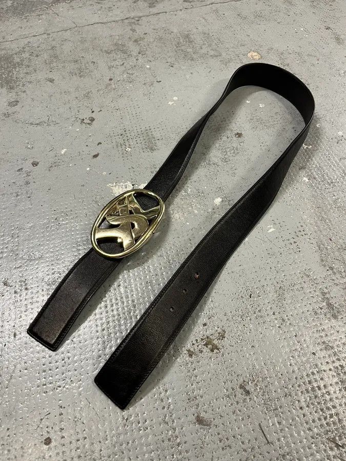 Yves Saint Laurent FW2003 Yves Saint Laurent Golden YSL Logo Buckle Black Leather Belt Size ONE SIZE - 4 Thumbnail