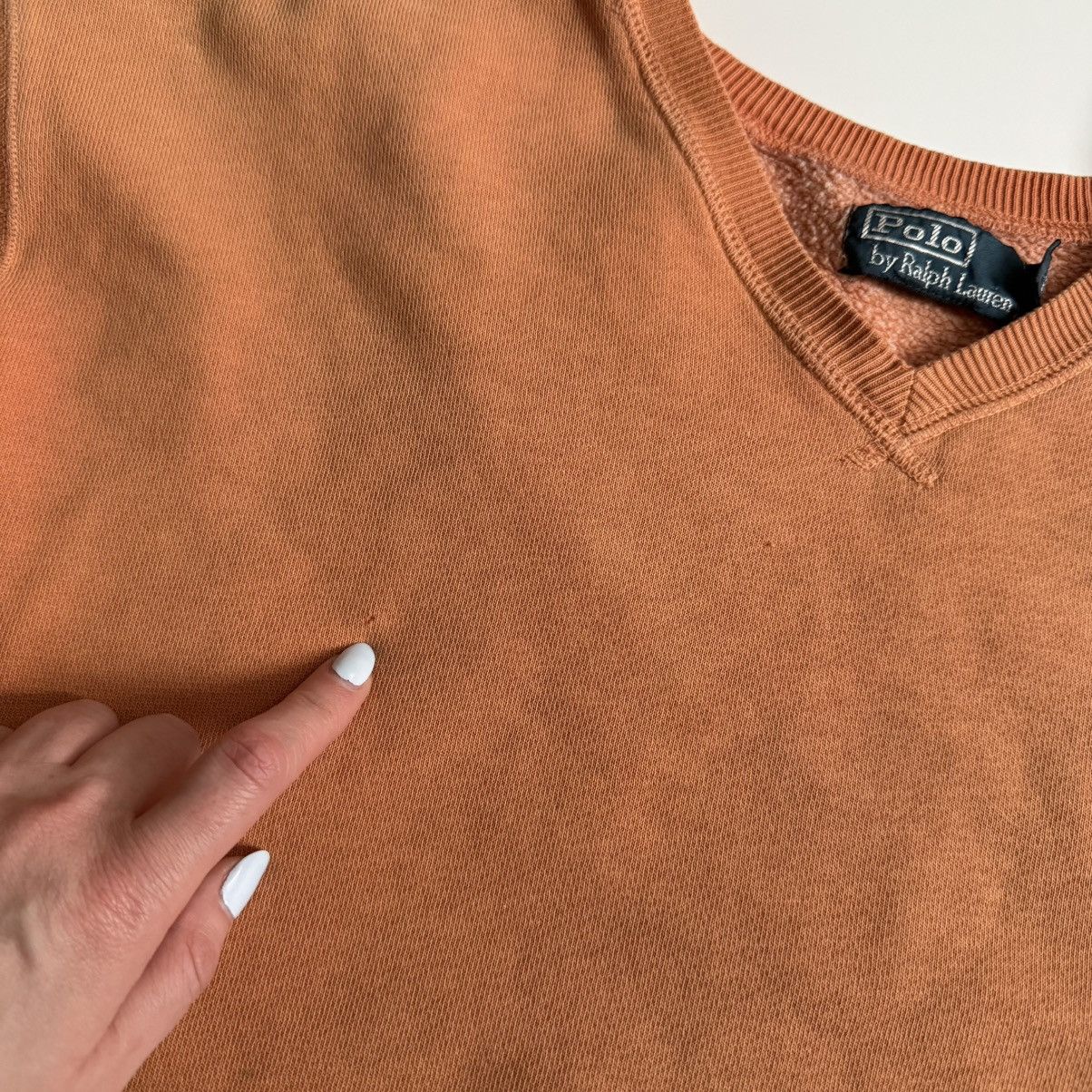 Polo Ralph Lauren Vintage 90s Polo Ralph Lauren V-Neck Sweatshirt Tangerine Size US XXL / EU 58 / 5 - 6 Thumbnail