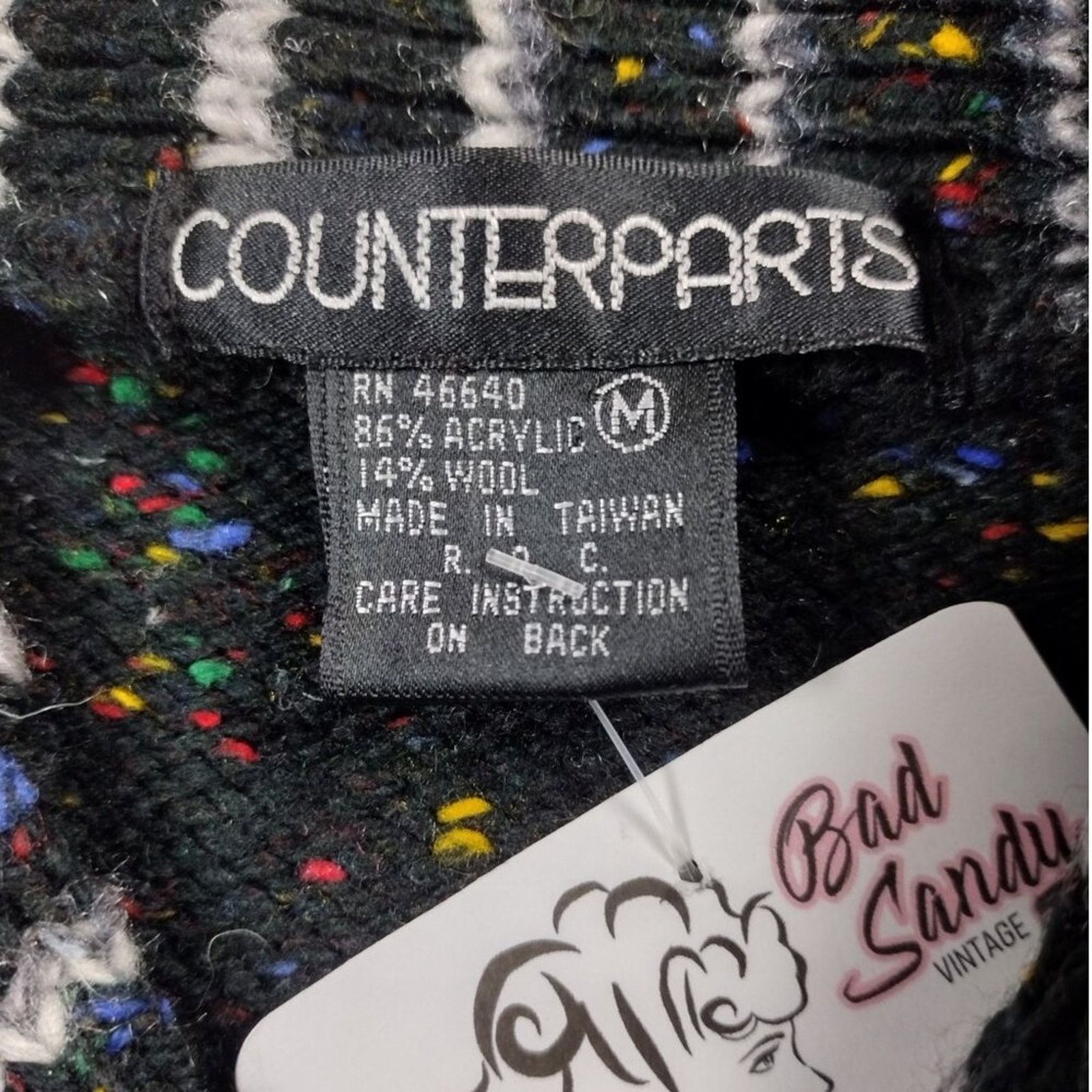 Vintage VTG 90s Chunky Asian Character Sweater by Counterparts Size M / US 6-8 / IT 42-44 - 5 Thumbnail