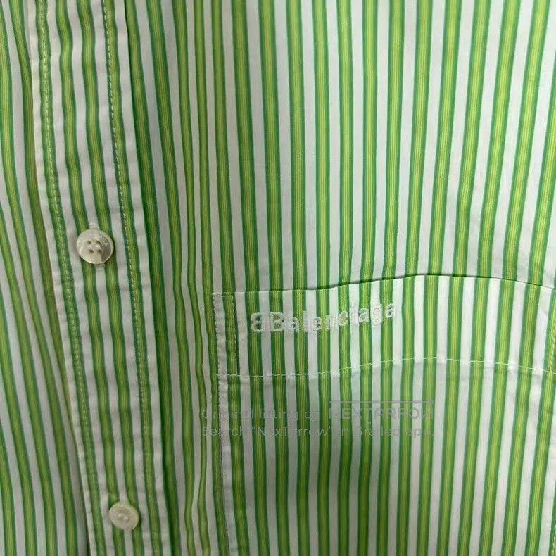Balenciaga Balenciaga Green striped ruffled shirt Size XS / US 0-2 / IT 36-38 - 3 Thumbnail