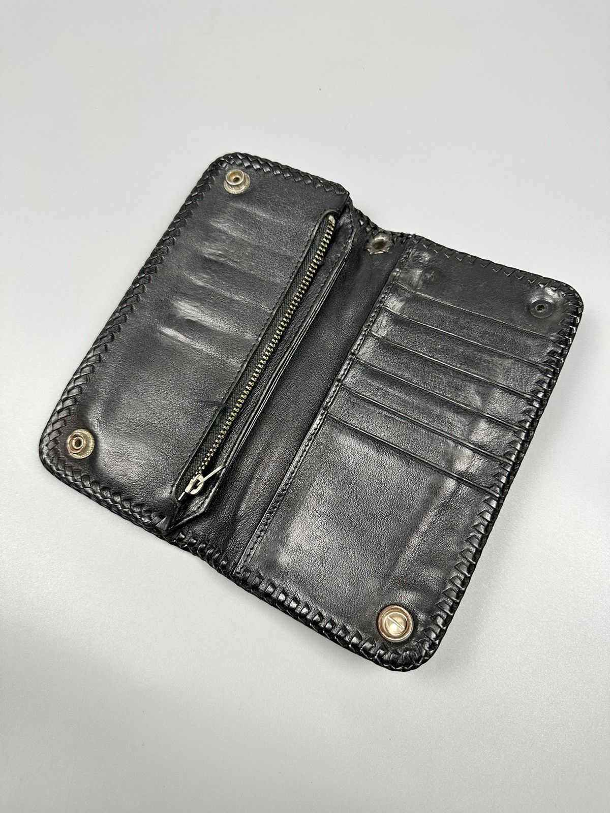 Genuine Leather 🔥Sick🔥Chrome Hearts Inspired Handmade Leather Long Wallet Size ONE SIZE - 9 Thumbnail