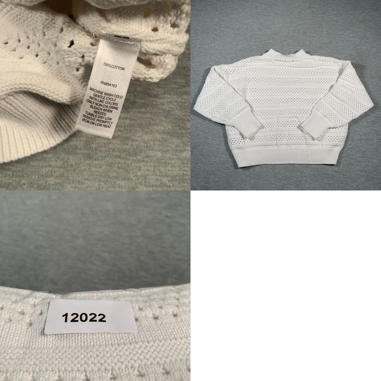 Vintage Marc New York Sweater Womens XL White Mock Neck Pointelle Open Knit Pullover Size XL / US 12-14 / IT 48-50 - 8 Thumbnail