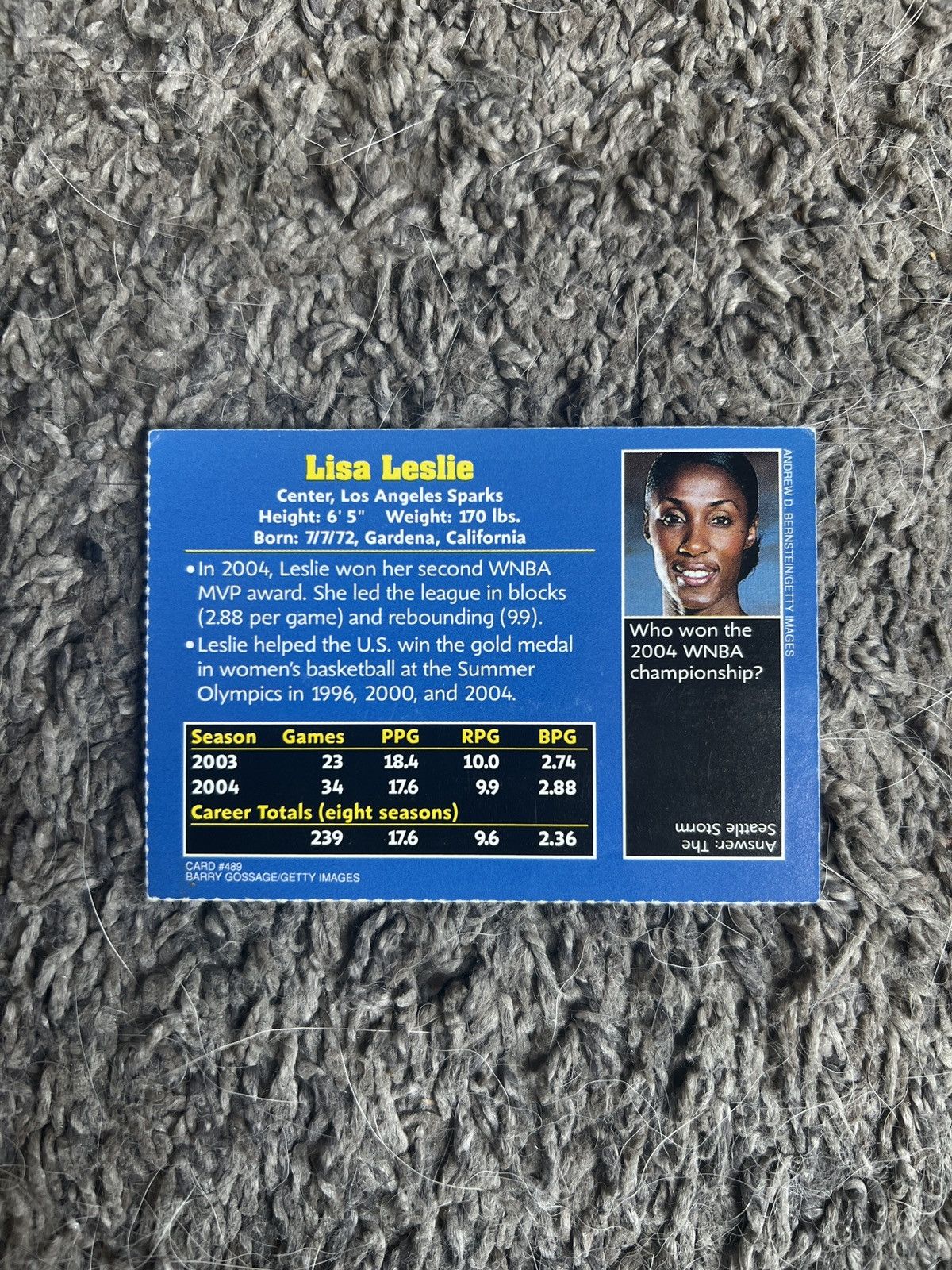 NBA 2005 Sports Illustrated For Kids #489 Lisa Leslie Card Size ONE SIZE - 2 Thumbnail