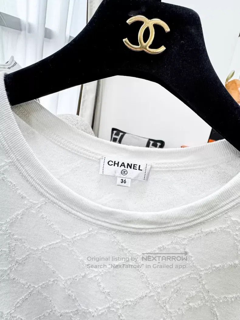 Chanel Chanel Diamond check-patterned short-sleeved T-shirt Size XS / US 0-2 / IT 36-38 - 5 Thumbnail