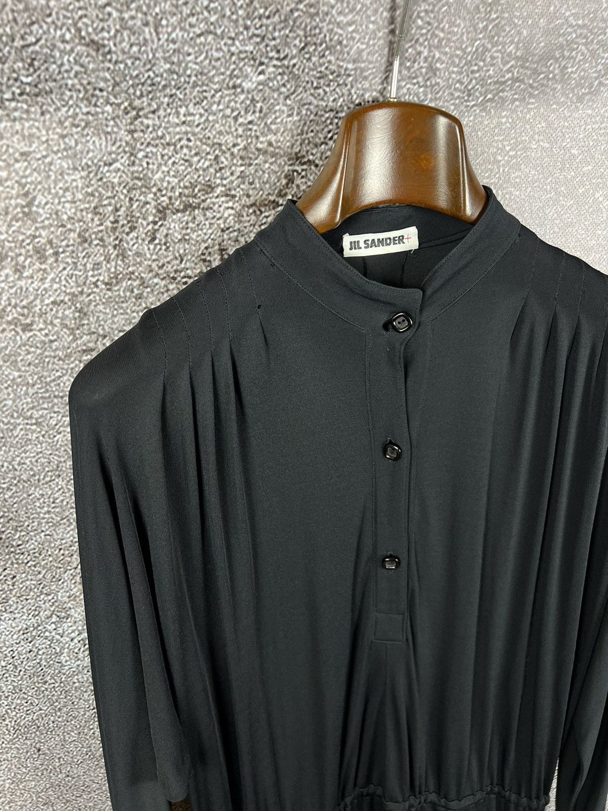 Designer × Jil Sander 90s Jil Sander black vintage viscose tunic dress pleated Size S / US 4 / IT 40 - 5 Thumbnail