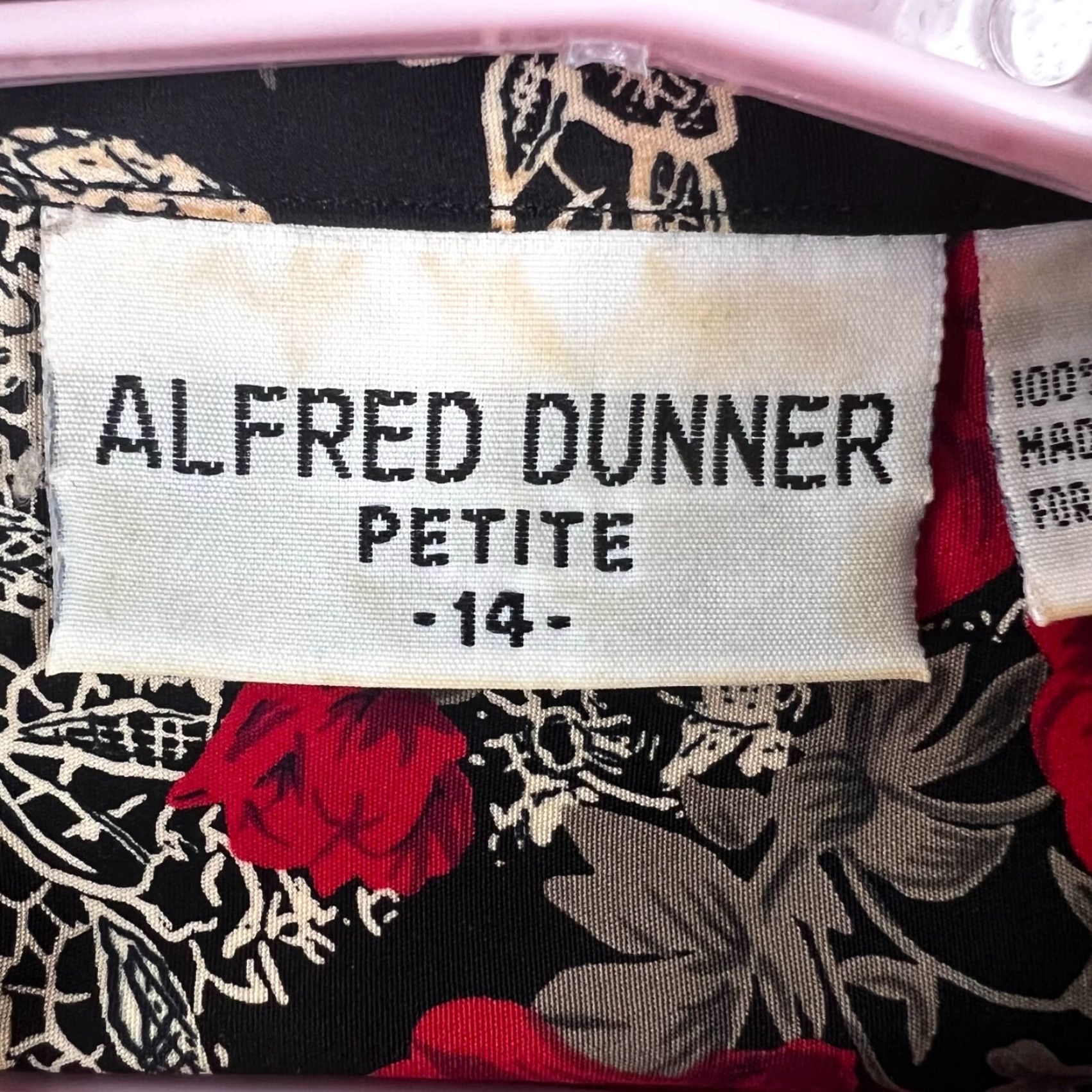 Vintage VINTAGE Alfred Dunner Floral Button Up Blouse Womens Size 14P Red Black Size XL / US 12-14 / IT 48-50 - 5 Thumbnail