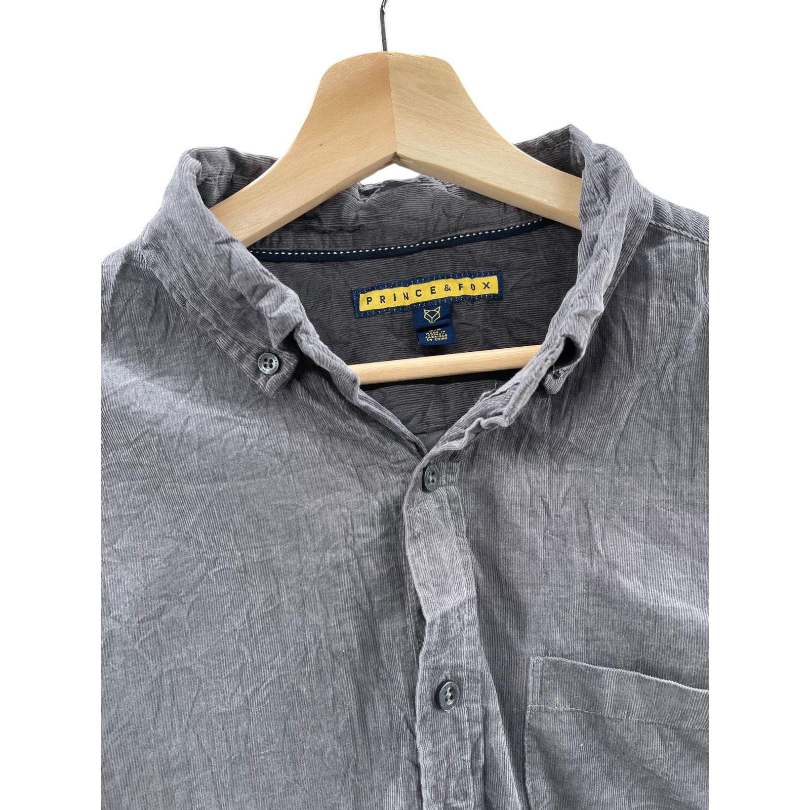 Vintage Prince & Fox Essential Dark Gray Corduroy Button Down Shirt Size US S / EU 44-46 / 1 - 3 Thumbnail