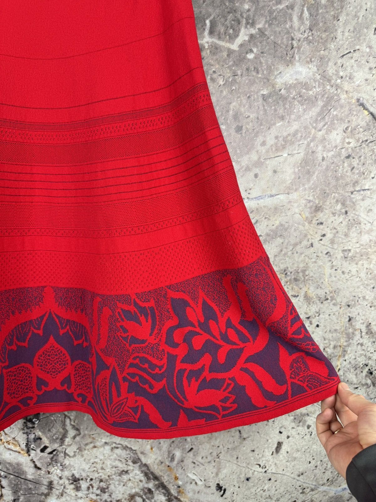 Desigual Ivko Woman Red Jacquard Knit Floral A-Line Skirt Size 40 Size 28" / US 6 / IT 42 - 10 Thumbnail