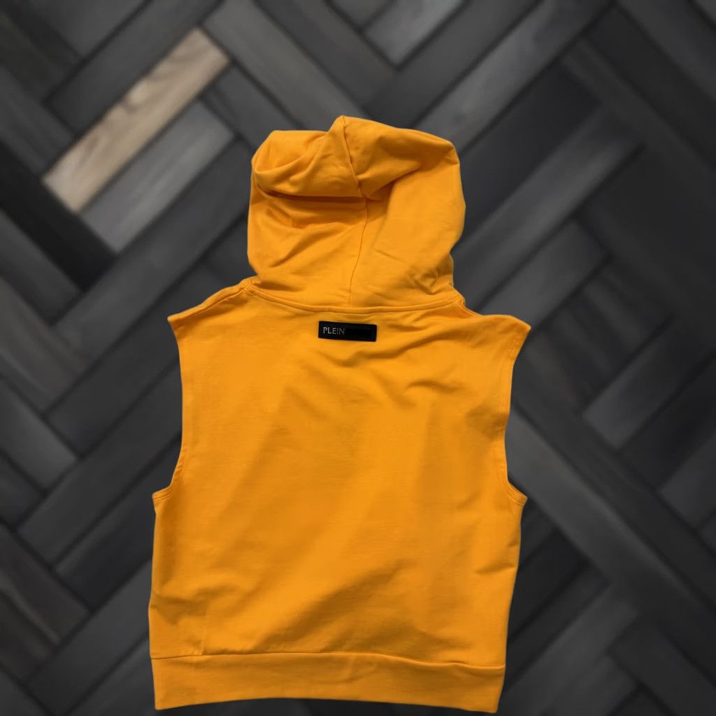 Vintage Plein Sport Yellow Sleeveless Hoodie Women Logo Tiger Print Size L / US 10 / IT 46 - 1 Thumbnail