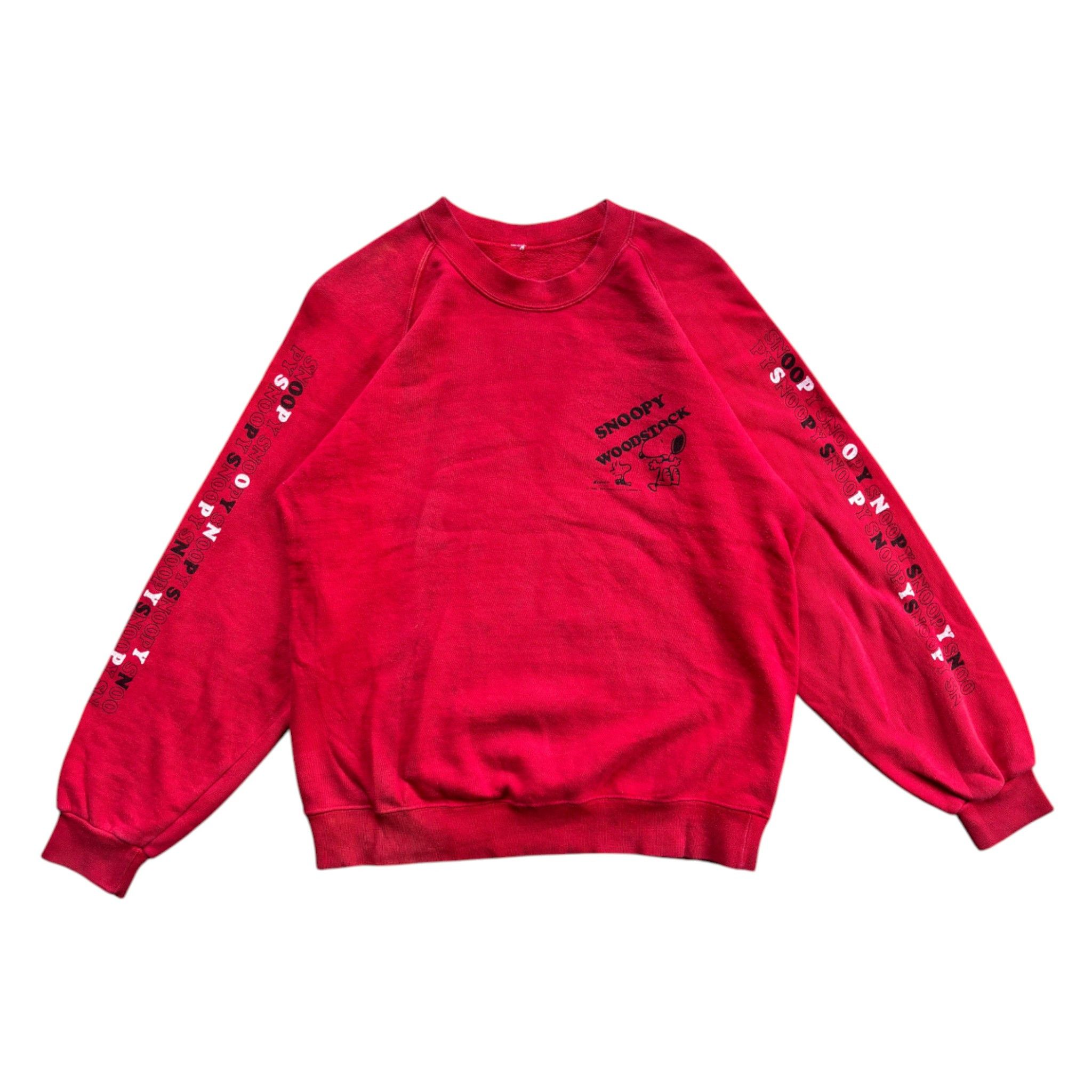 Vintage Vintage Snoopy Woodstock Faded Sweatshirt 90's Red Maroon Size US S / EU 44-46 / 1 - 1 Thumbnail