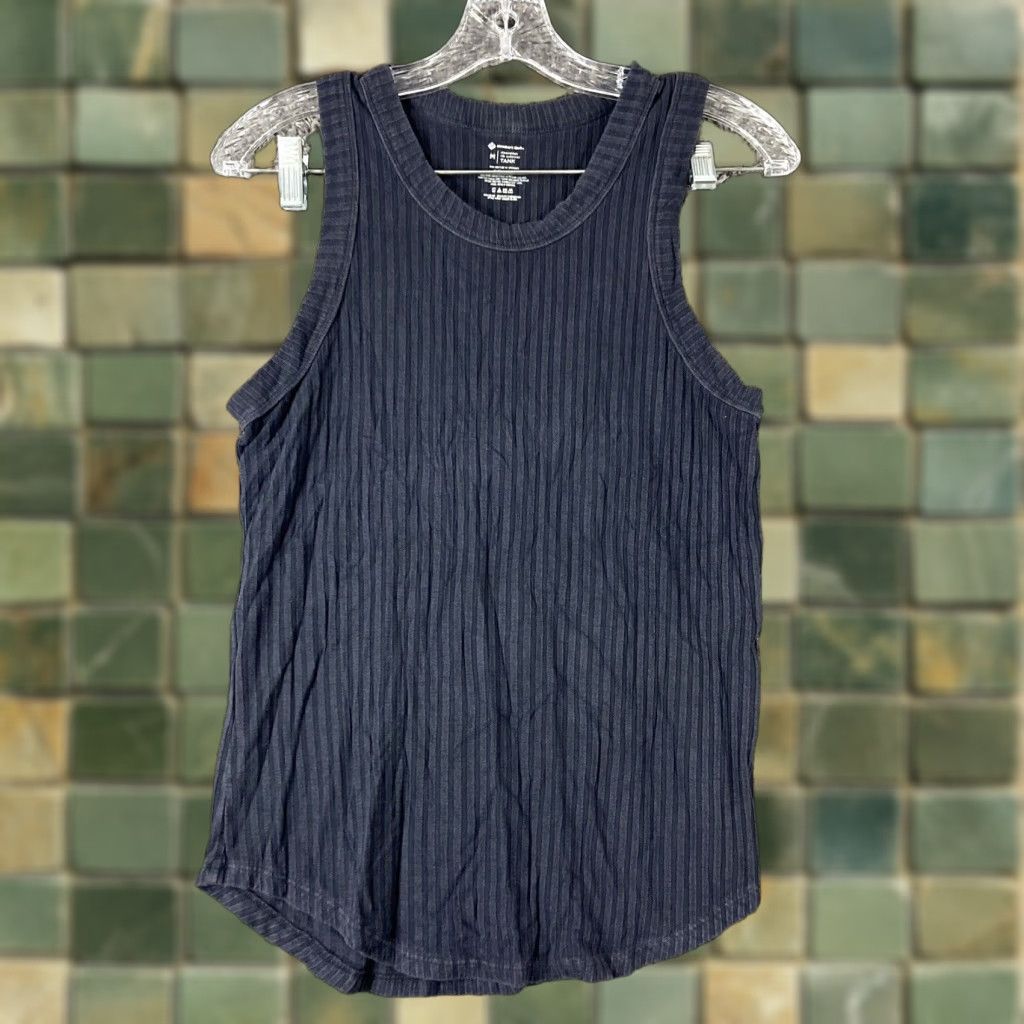 Vintage Member’s Mark Women’s M Sleeveless Rib Cutaway Tank Black Stretchy Size M / US 6-8 / IT 42-44 - 1 Thumbnail