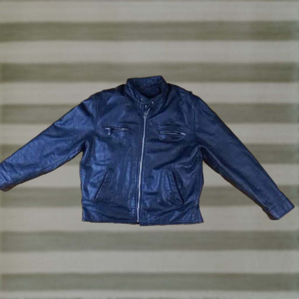 Vintage VINTAGE Barney's Leather Motorcycle Jacket 50 Men Black Insulated Zip Polyester 26in 3M Size US M / EU 48-50 / 2 - 1 Thumbnail