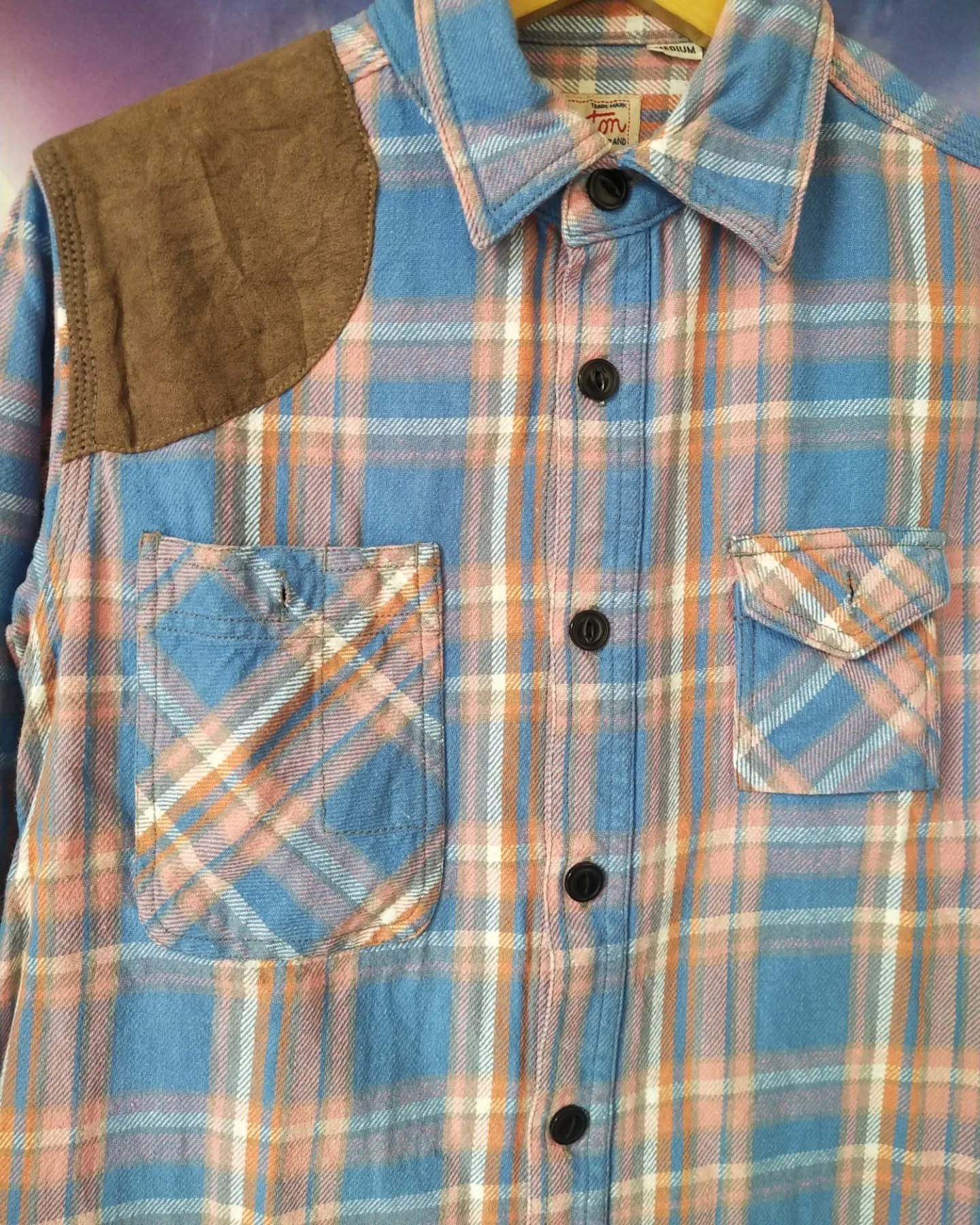 Japanese Brand Houston Blue Plaid Flannel Shirt Japanese Heritage Workwear Size US M / EU 48-50 / 2 - 2 Thumbnail