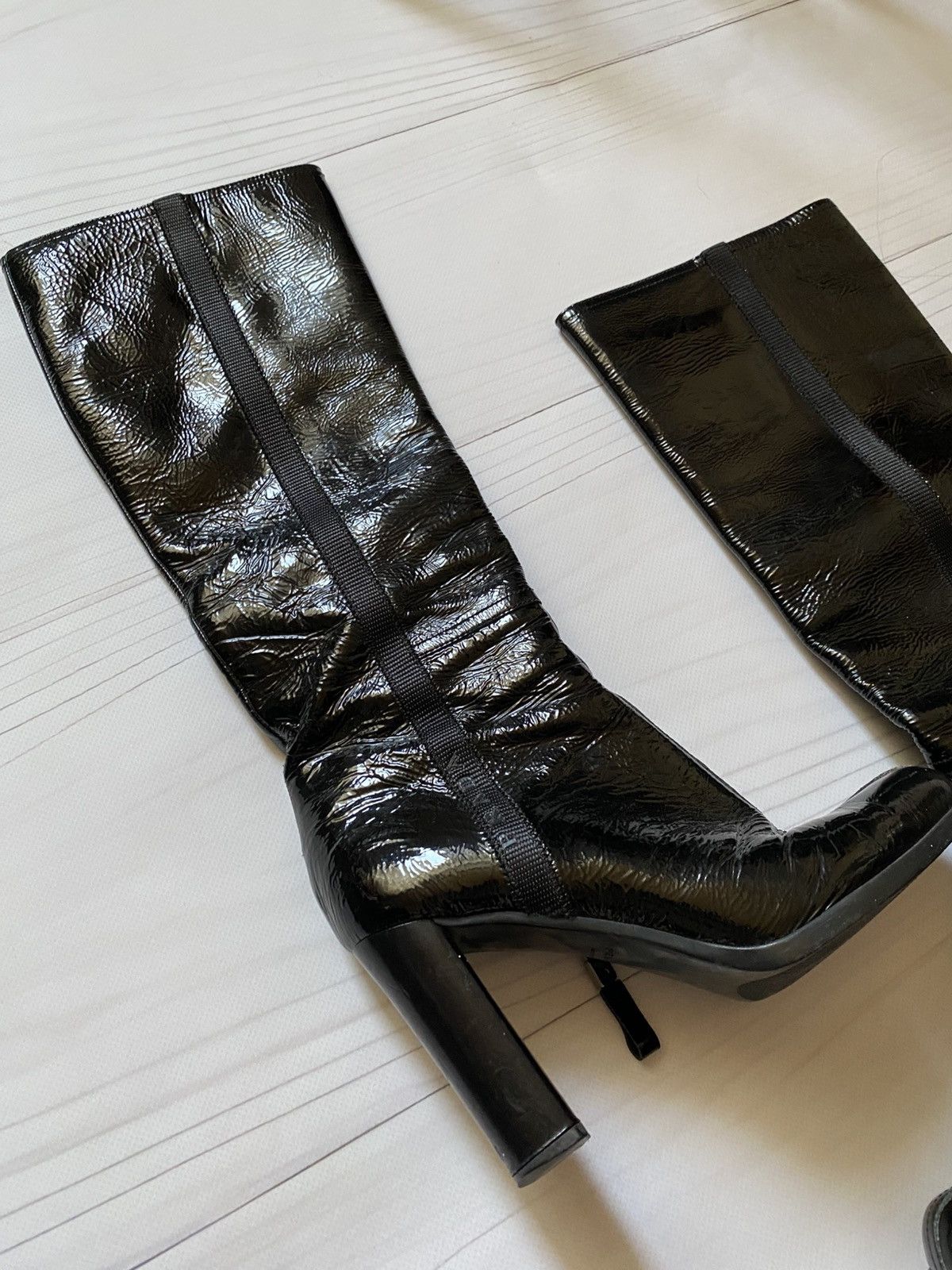 Prada Prada Sport Patent Leather Knee Boots Size US 8 / IT 38 - 3 Thumbnail