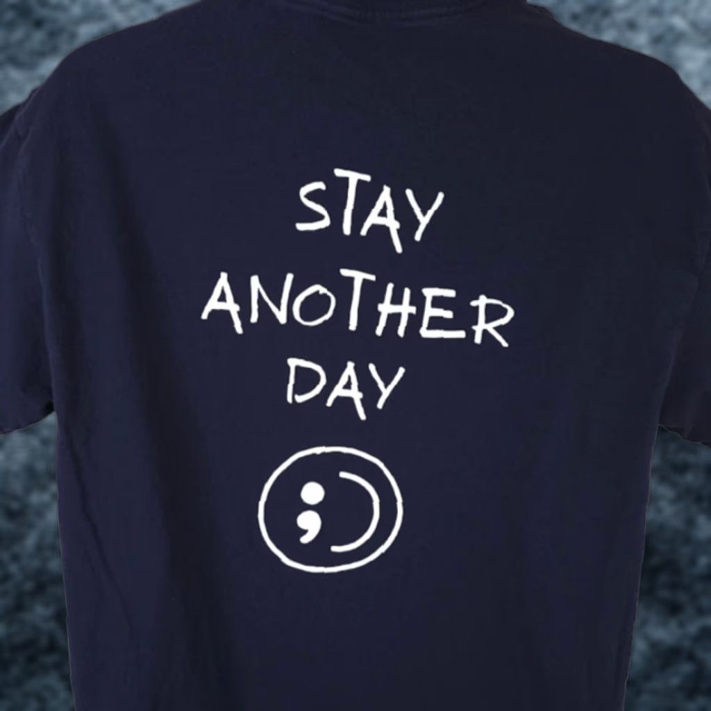 Vintage SAD Stay Another Day T Shirt Mens Large Blue Graphic Tee Mental Health Awareness Shirt Size US L / EU 52-54 / 3 - 1 Thumbnail