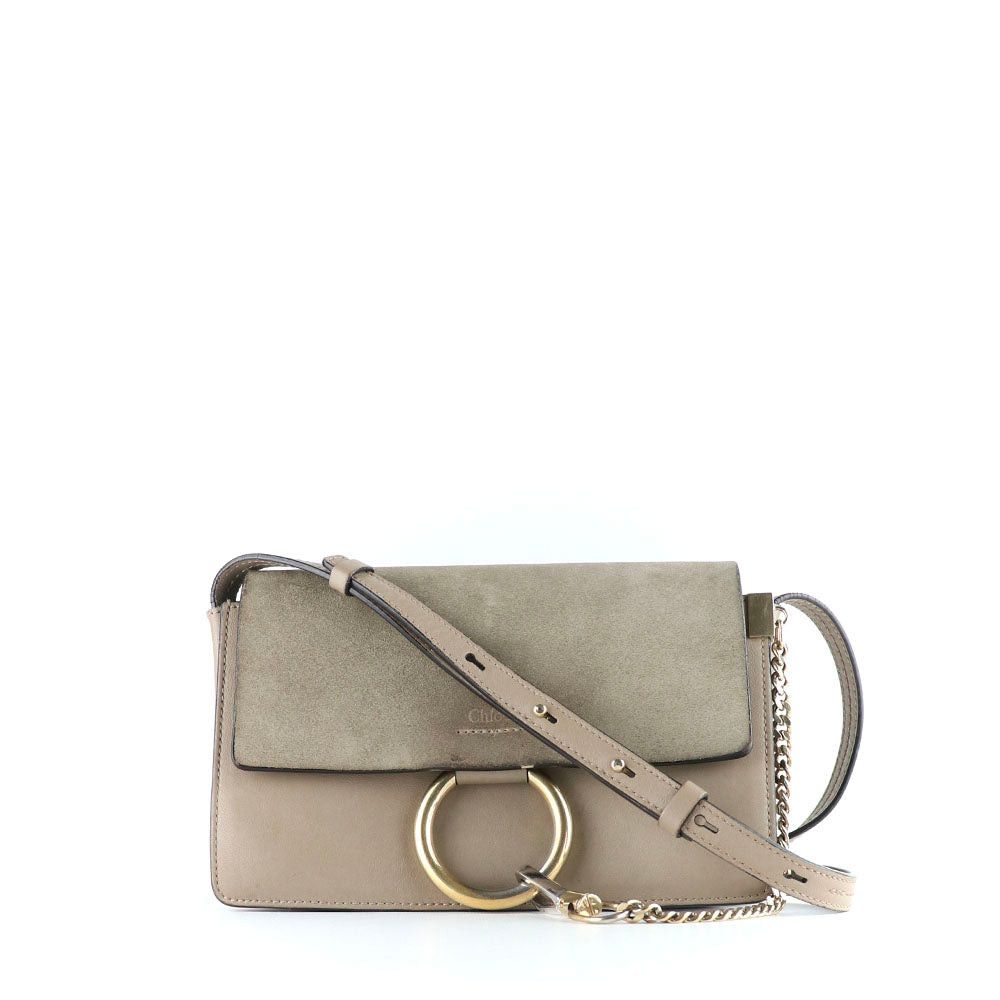image of Chloe Chloé - Faye Shoulder Bag In Gray Smooth Leather And Suede in Grey, Women's
