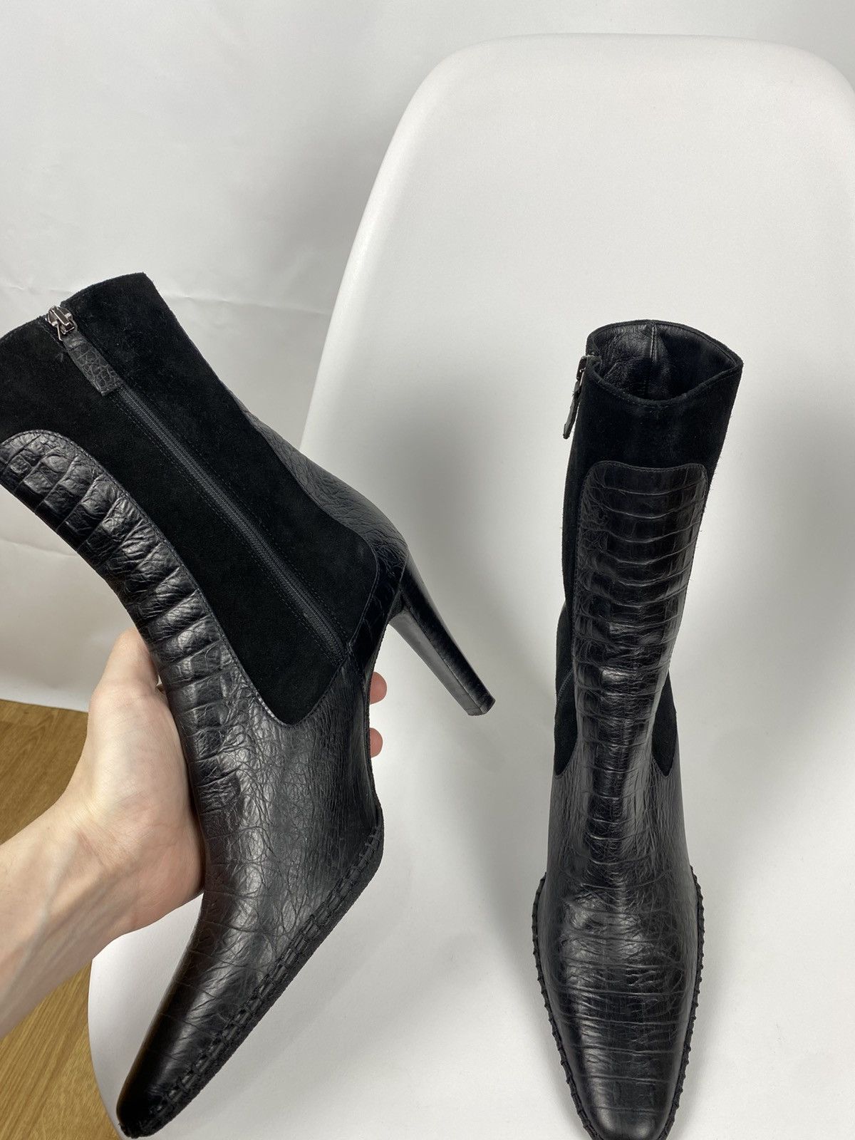 Other Borgo Degli Ulivi Booties Zip Up Croc Embossed Leather Size US 10 / IT 40 - 7 Thumbnail