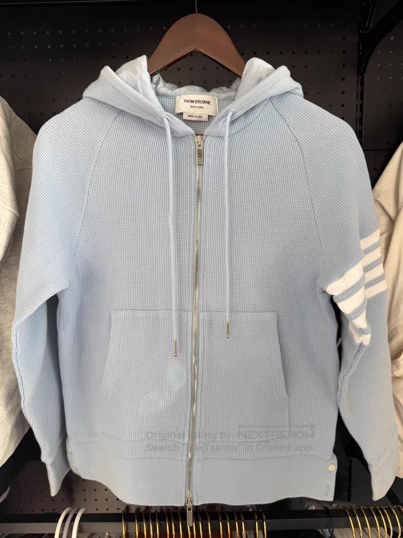 Thom Browne Thom Browne Blue Waffle Hooded Jacket Size US M / EU 48-50 / 2 - 1 Thumbnail