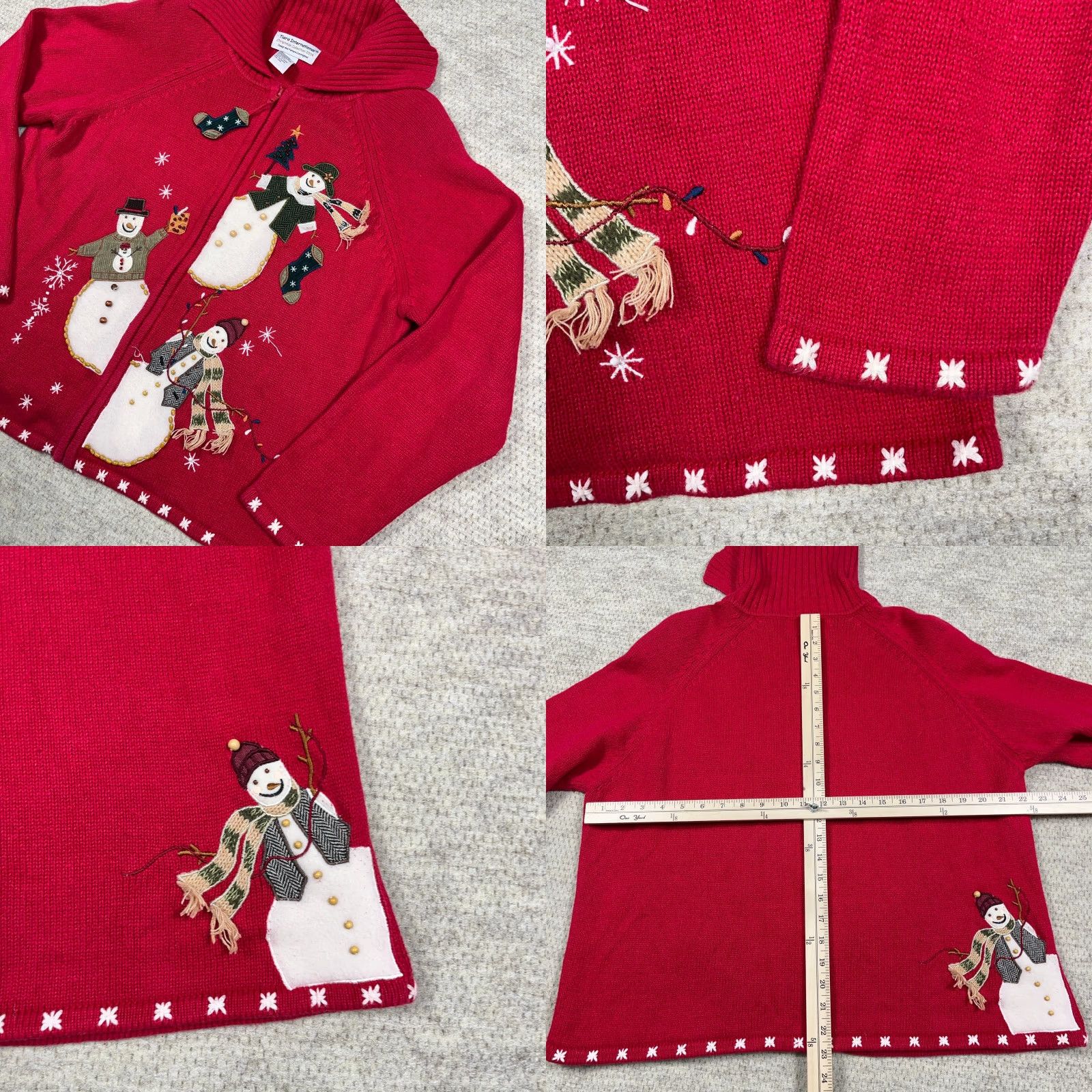 Vintage VINTAGE Tiara International Christmas Cardigan Women XL Red Knit Heavyweight Ugly 90s Snowman Size XL / US 12-14 / IT 48-50 - 8 Thumbnail