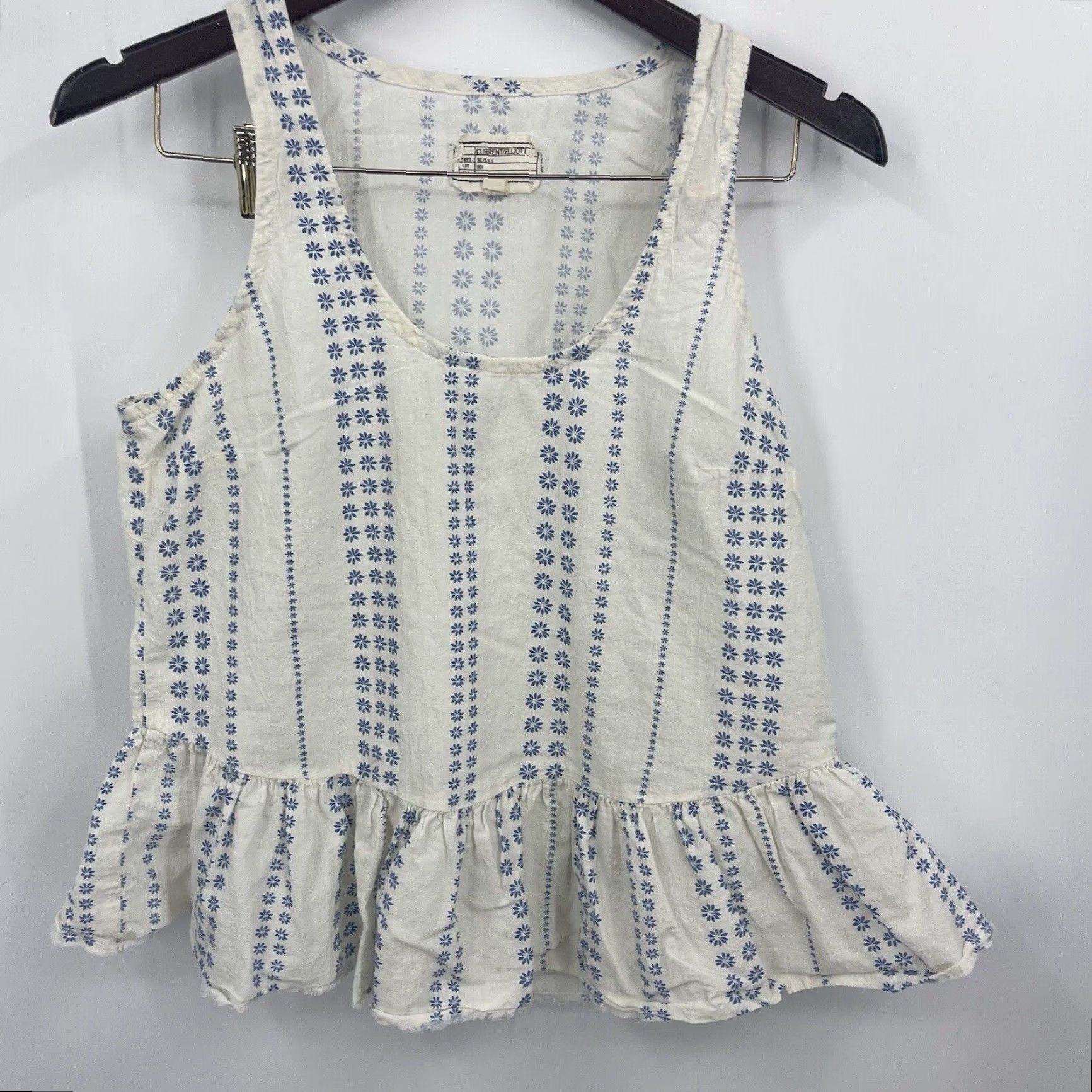 Vintage Current/Elliott blouse Womens M Daisy Stripe Ballet Tank White Cottagecore Tank Top White Bohemian All Seasons Womens Size M / US 6-8 / IT 42-44 - 3 Thumbnail