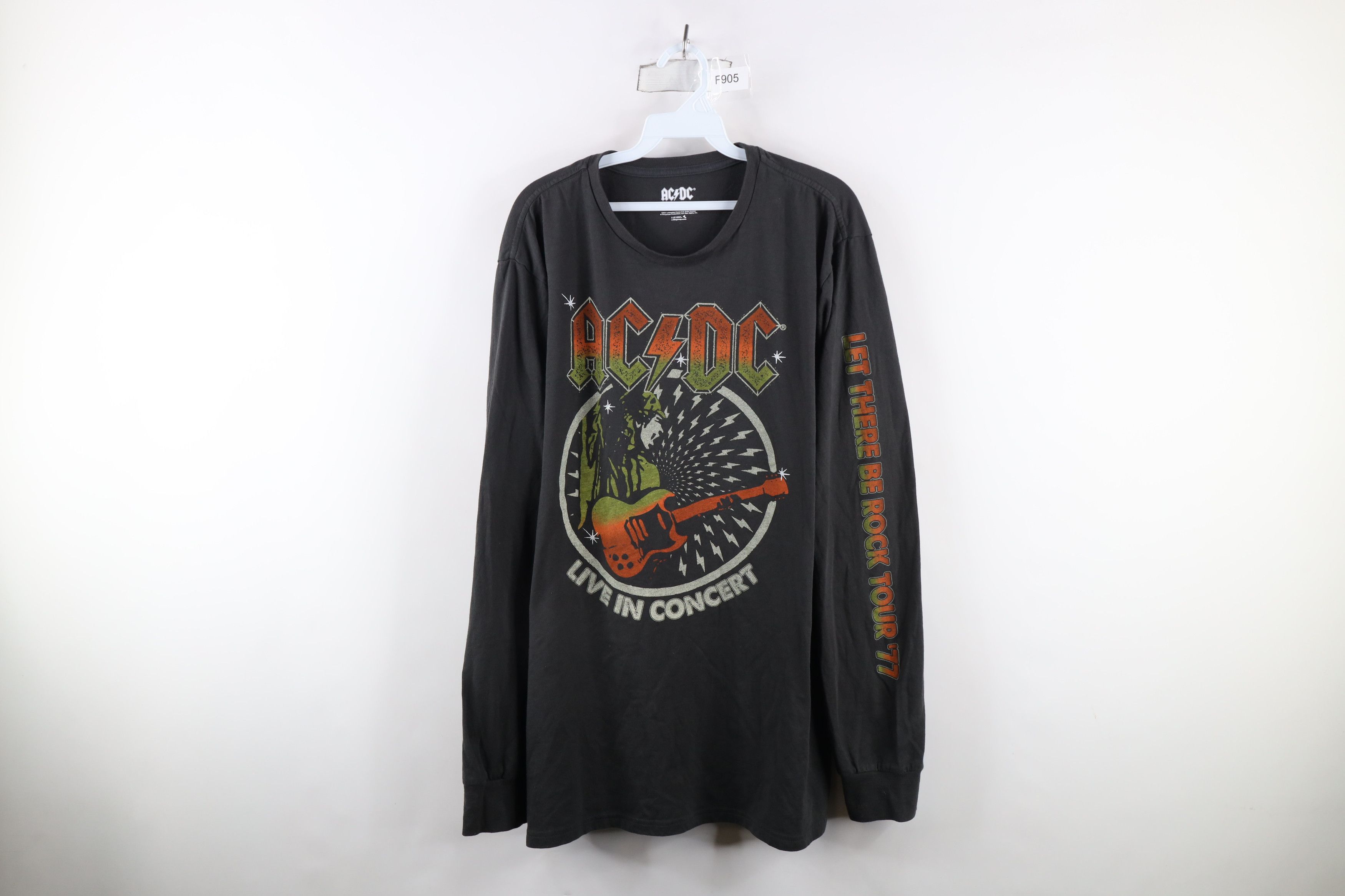 Vintage Retro Be Rock Tour 1977 ACDC Band Long Sleeve T-Shirt Gray Size US XXL / EU 58 / 5 - 1 Thumbnail
