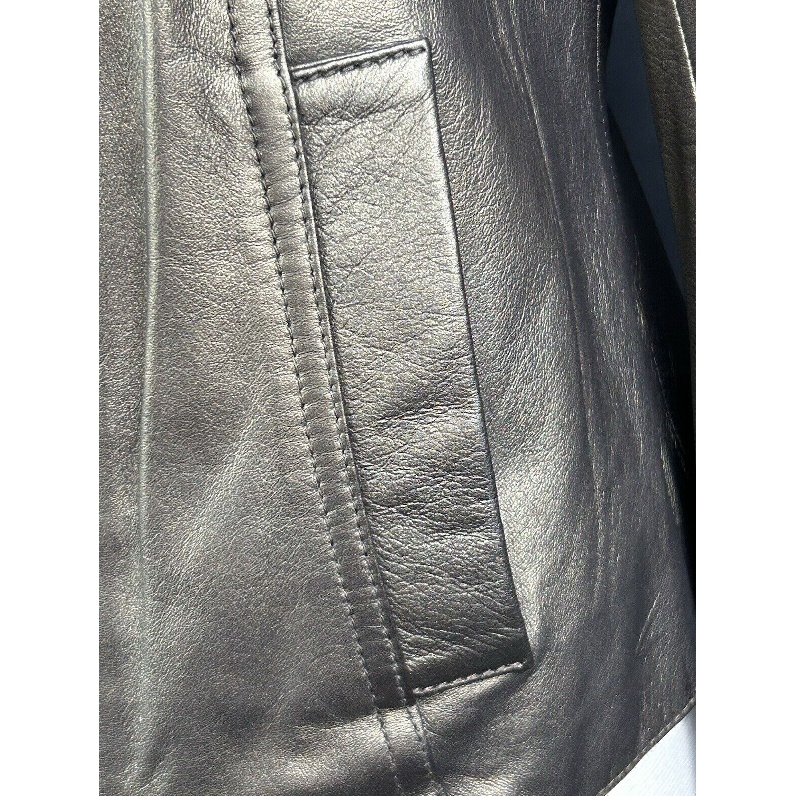 DKNY DKNYC Chinese Lambskin Leather Women Moto Jacket Iridescent Size S / US 4 / IT 40 - 4 Thumbnail