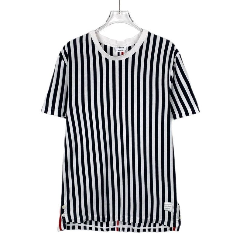 Thom Browne Thom Browne Black and white striped round-neck cotton short Size US M / EU 48-50 / 2 - 1 Thumbnail