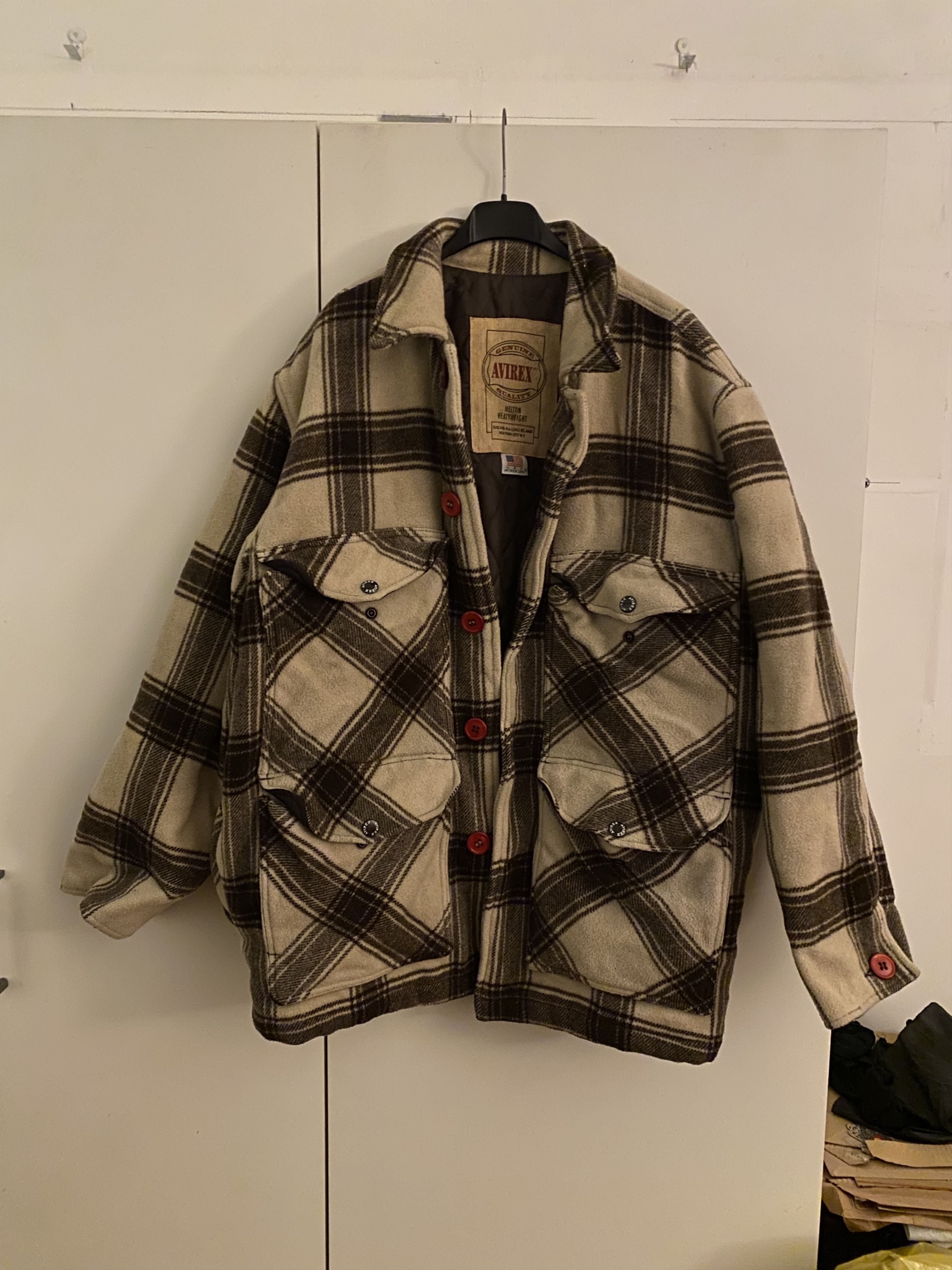 Avirex Melton Heavyweight Plaid Wool Jacket – Made in USA