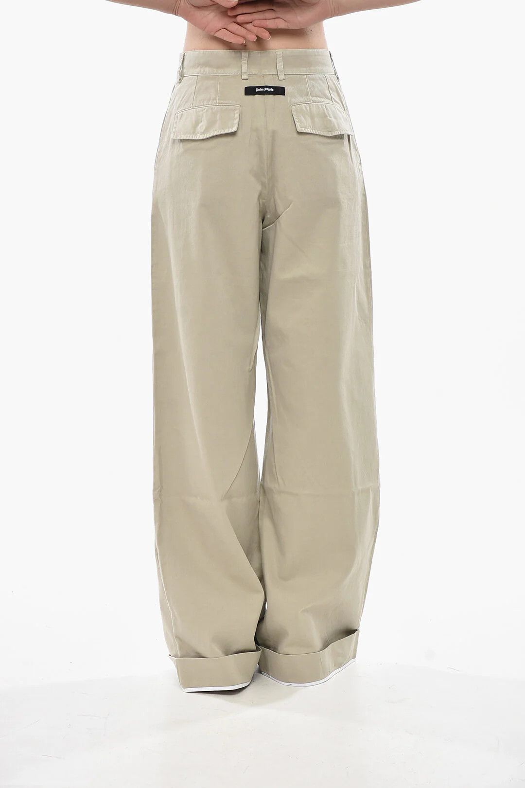Palm Angels og1mm0326 Cotton Pant in Beige Size 27" / US 4 / IT 40 - 2 Thumbnail